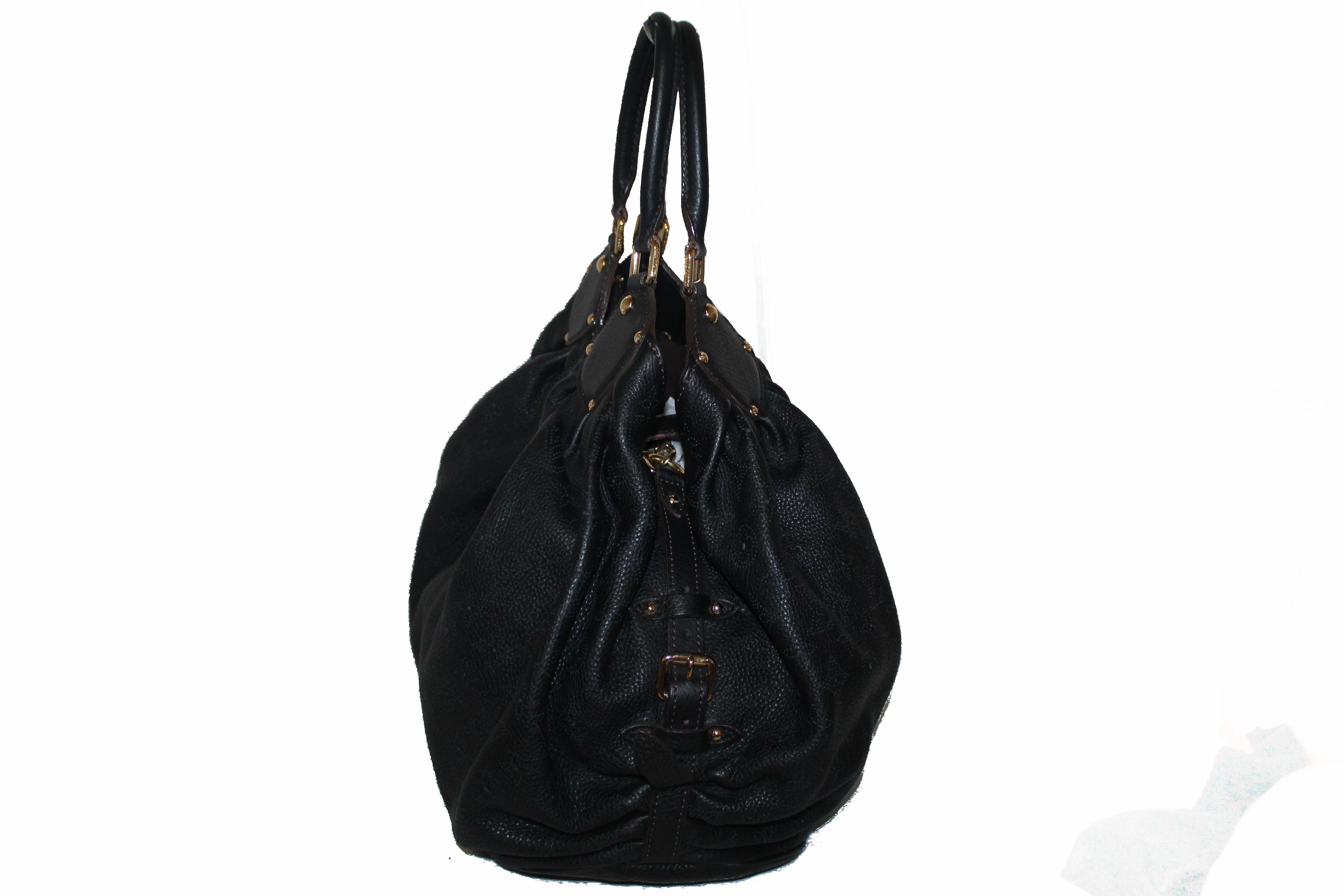 Authentic Louis Vuitton Black Perforated Monogram Mahina Leather XL Crossbody Bag - Luxury Designer Handbag for Women, Perfect for Work, Travel & Evening Events