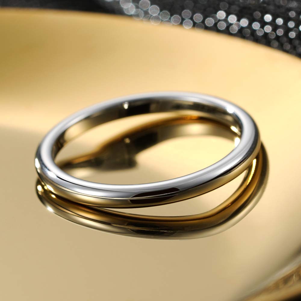 1mm 2mm 4mm 6mm 8mm Tungsten Wedding Rings for Women & Men - Silver/Black Domed Polished Engagement Bands - THREE KEYS JEWELRY - Perfect for Weddings, Anniversaries & Everyday Wear