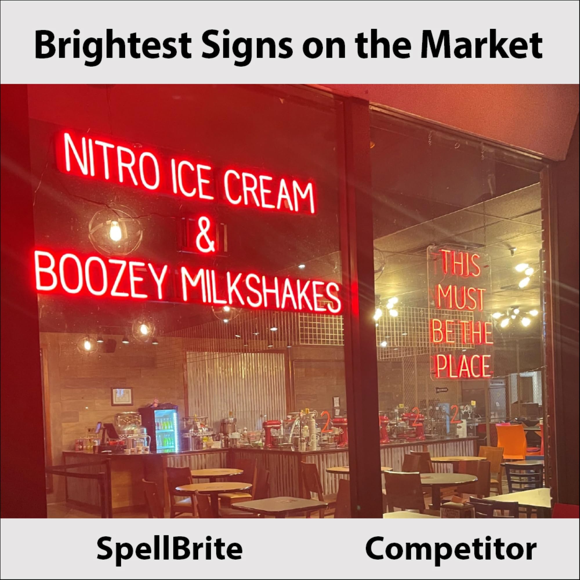 SpellBrite Hamburgers LED Neon Sign - 40x6.3 Inch Blue Light Up Restaurant Decor for Diners, Bars & Cafes - Perfect for Wall Decor, Retro Themed Parties & Business Branding