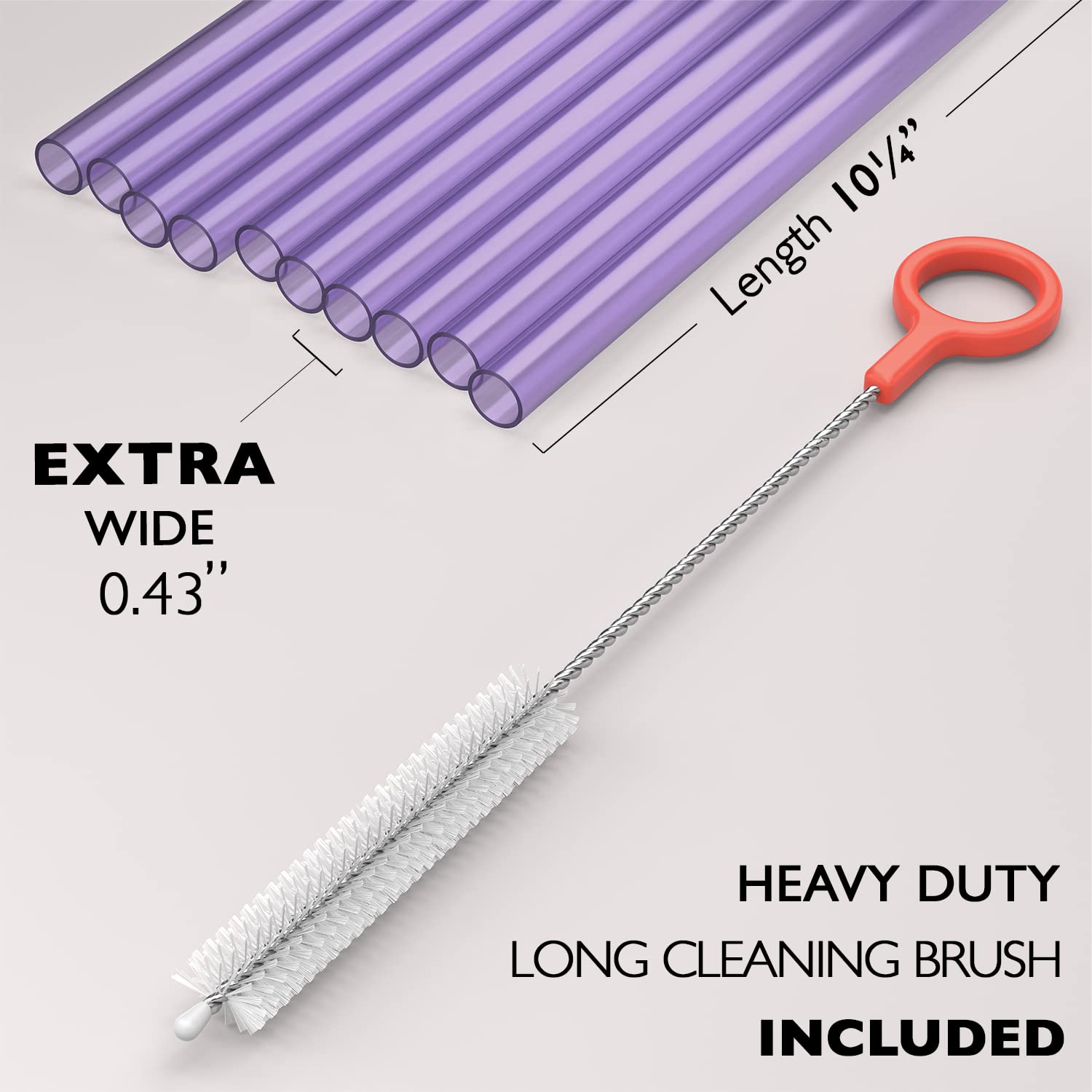 Extra Wide Reusable Plastic Straws for Smoothies & Bubble Tea - Dishwasher Safe BPA Free - Party & Home Use