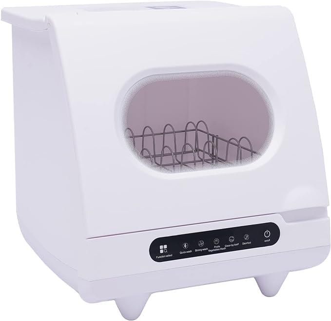Portable Countertop Dishwasher with 360° Rotating Spray & 5 Wash Programs - Compact Built-in 5L Water Tank, One-Touch Start for Fast Deep Cleaning - Perfect for Small Kitchens, Apartments, RVs & Dorm Rooms