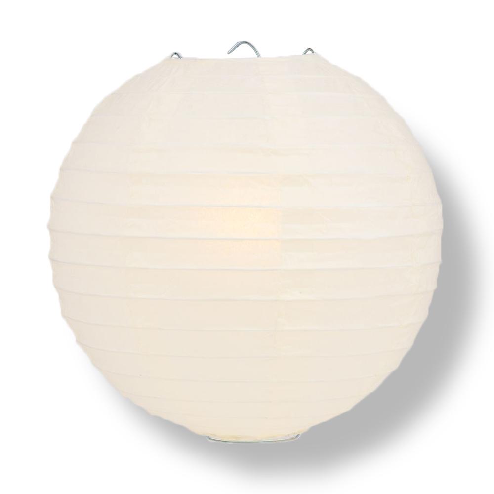 30 Beige/Ivory Jumbo Round Paper Lanterns with Even Ribbing - Bulk Party Decorations for Weddings, Baby Showers & Home Decor