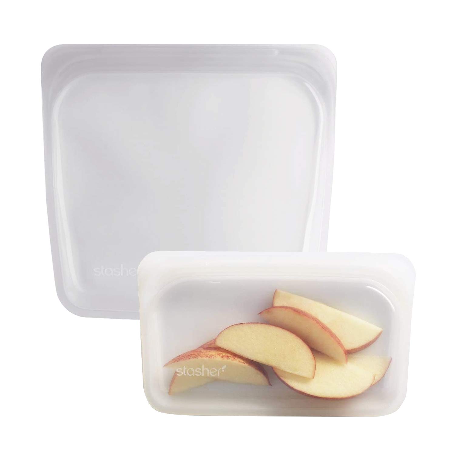 Stasher STNGB3 Reusable Silicone Food Storage Bags - Clear, Small & Medium Size Set - Microwave, Freezer & Dishwasher Safe - Perfect for Meal Prep, Snacks & Sous Vide Cooking
