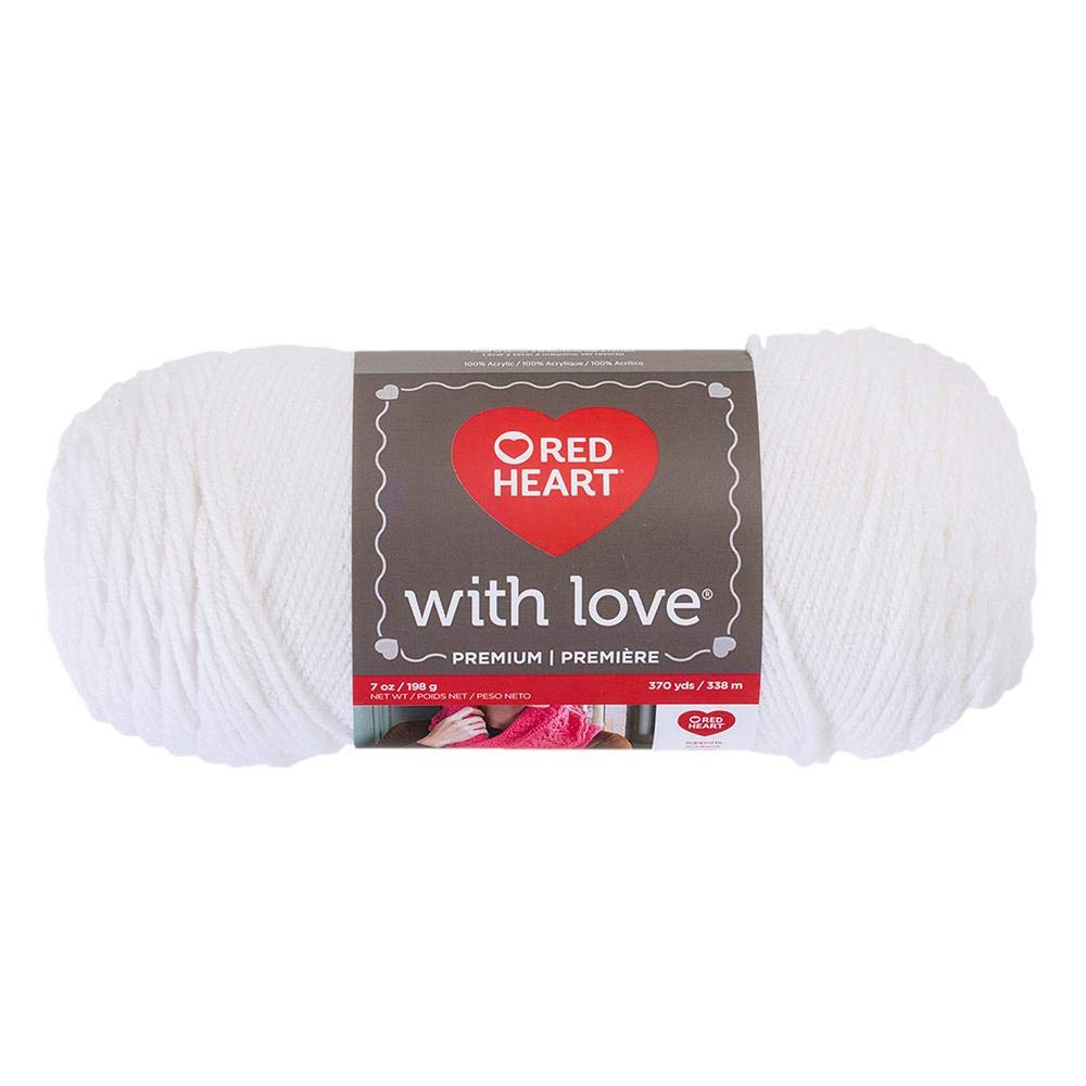 Red Heart Yarn With Love 1001 White - Premium Soft Knitting Yarn for DIY Crafts, Crochet & Knitting Projects - Perfect for Blankets, Scarves & Home Decor