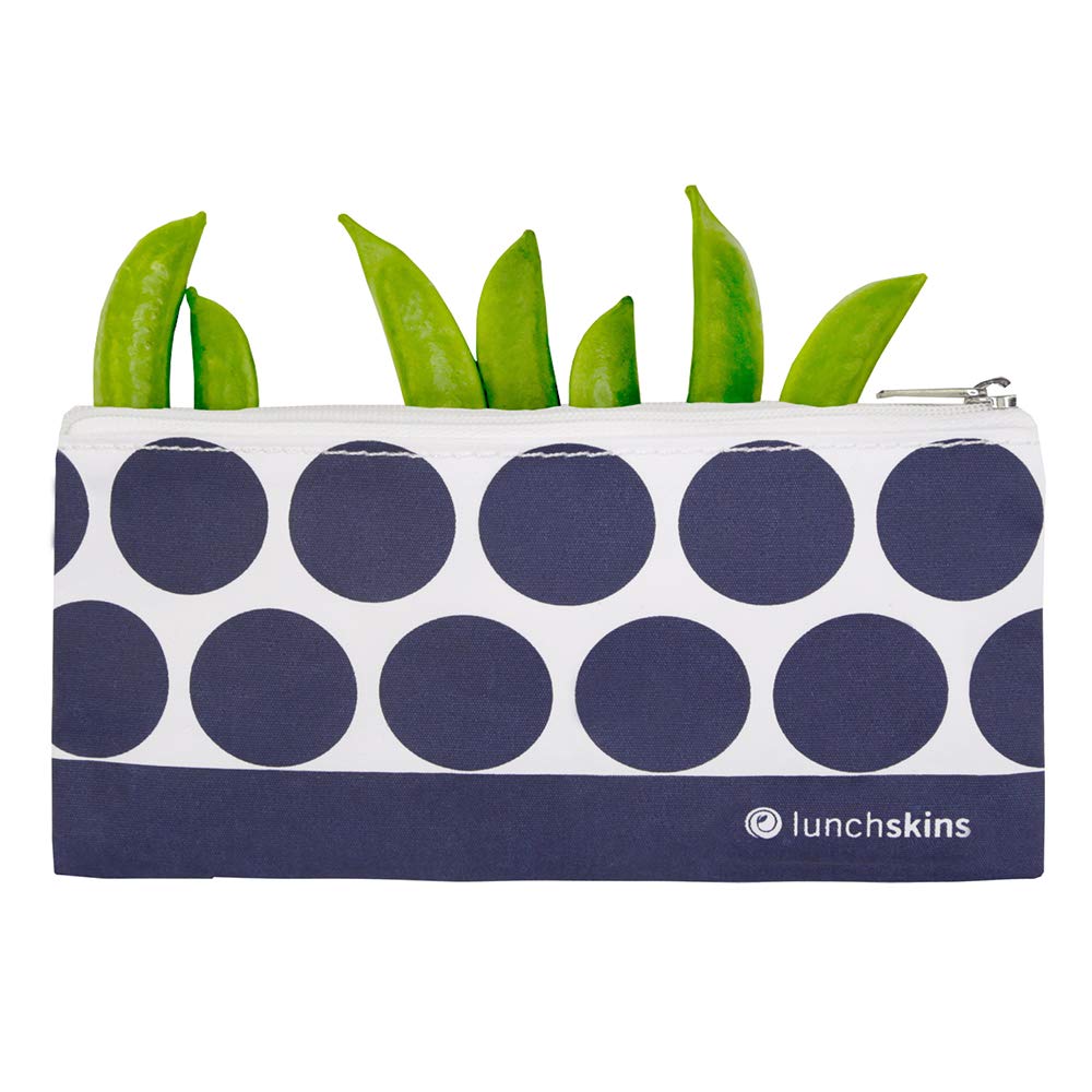 Lunchskins Reusable Zippered Snack Bags - Navy Dot Pattern Food Storage Bags for Kids Lunch, Travel & Eco-Friendly Snack Packing