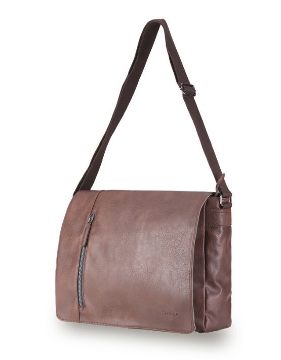 Tosca VG013 Vegan Leather Satchel Messenger Bag for Women & Men - Chocolate Brown Crossbody Bag - Perfect for Work, Travel & Daily Use