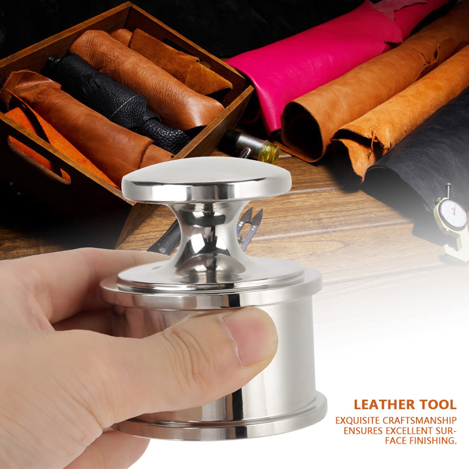 Premium Stainless Steel Leather Edge Press Tool - Heavy Duty Metal Paperweight for Leathercraft - DIY Leather Edge Burnishing & Smoothing - Perfect for Leather Bags, Wallets & Belts Making