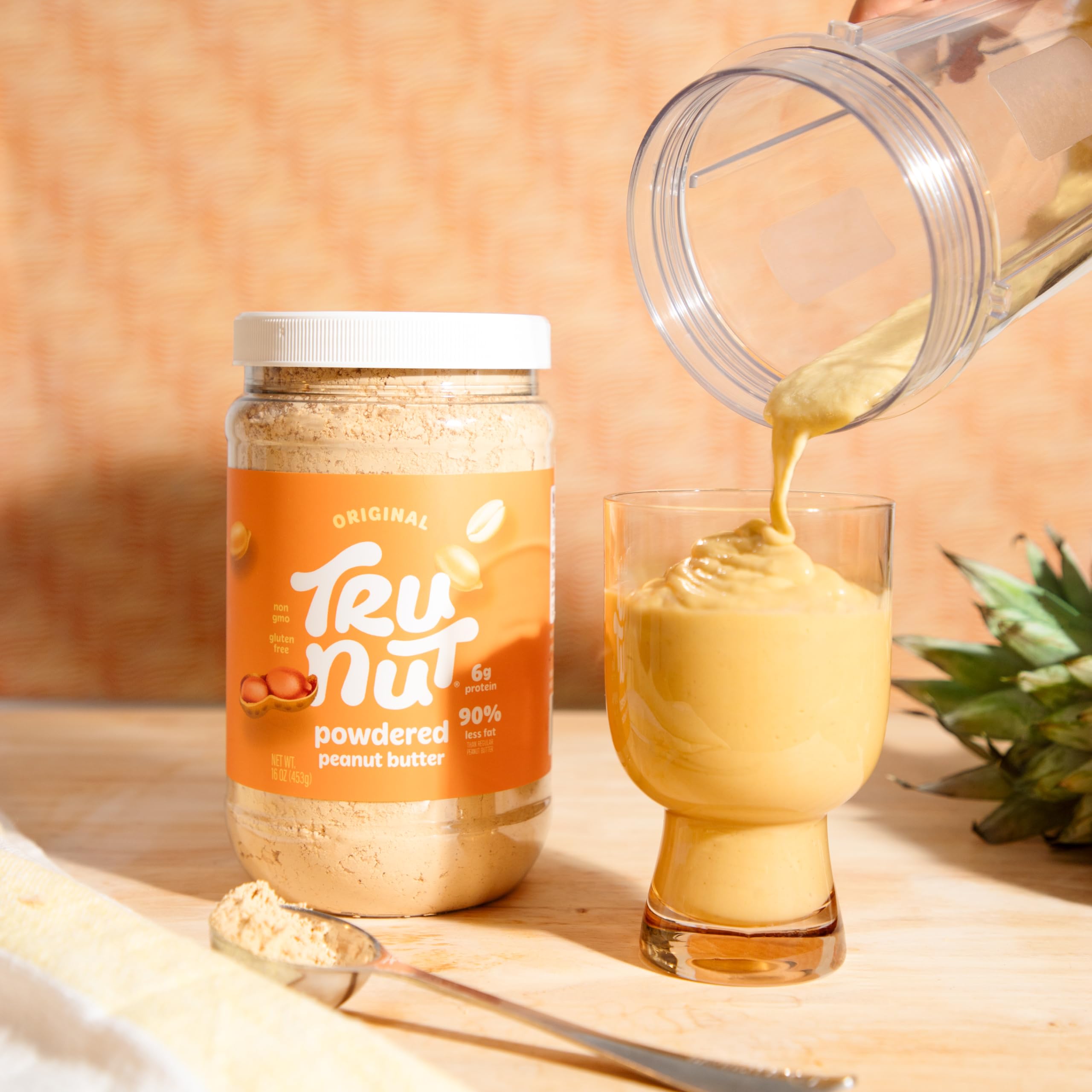 Tru-Nut Peanut Butter Powder - High Protein (6g), Low Fat (90% Less), Keto & Gluten Free, Perfect for Smoothies, Protein Shakes, Baking & Cooking - 30oz for Healthy Lifestyle & Weight Loss