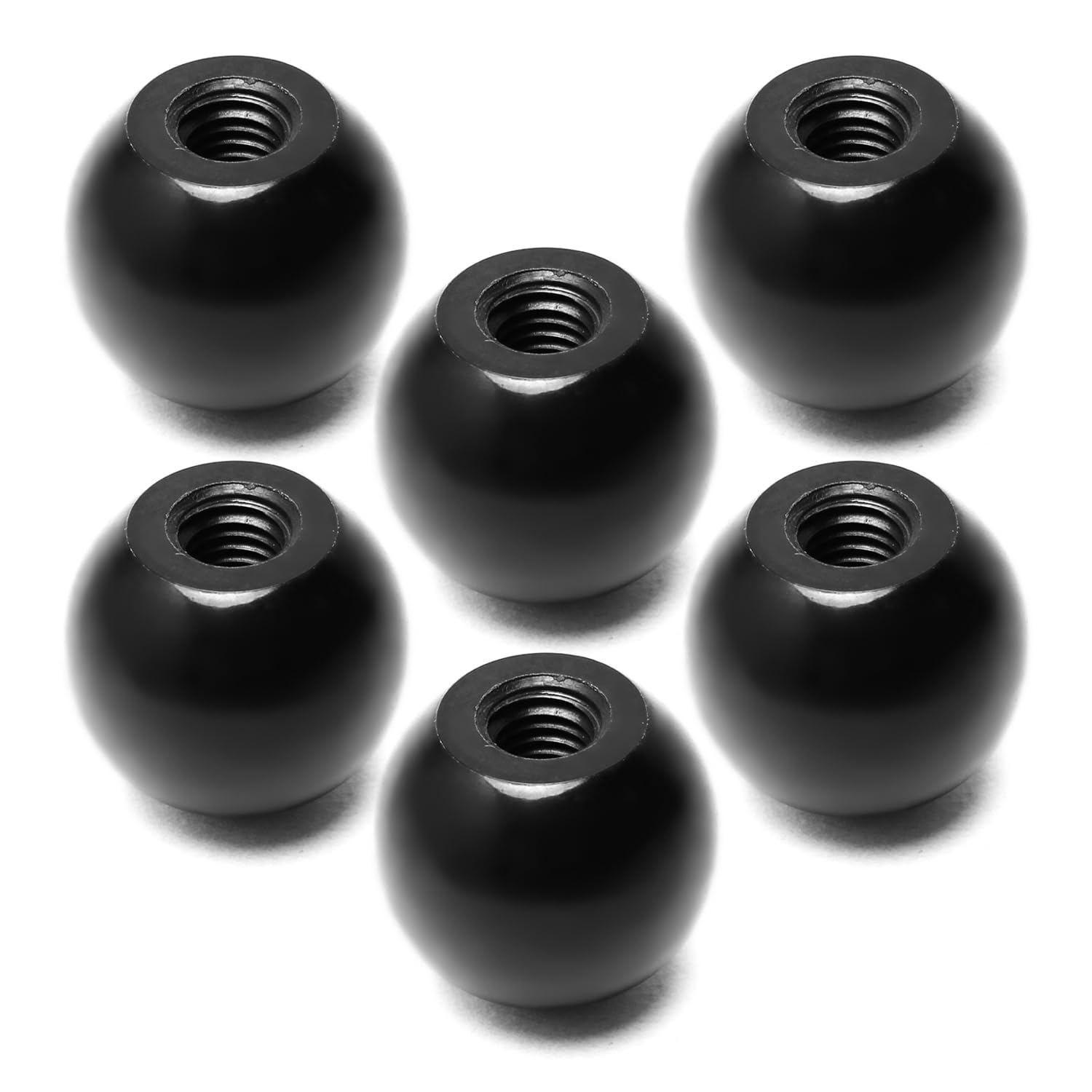 6Pcs M10 Female Thread Bakelite Ball Knob - 32mm Diameter Thermoset Spherical Handle with Smooth Rim (Black) - Durable Replacement for Lawn Mowers & Exercise Equipment - Perfect for DIY Repairs and Machinery Upgrades