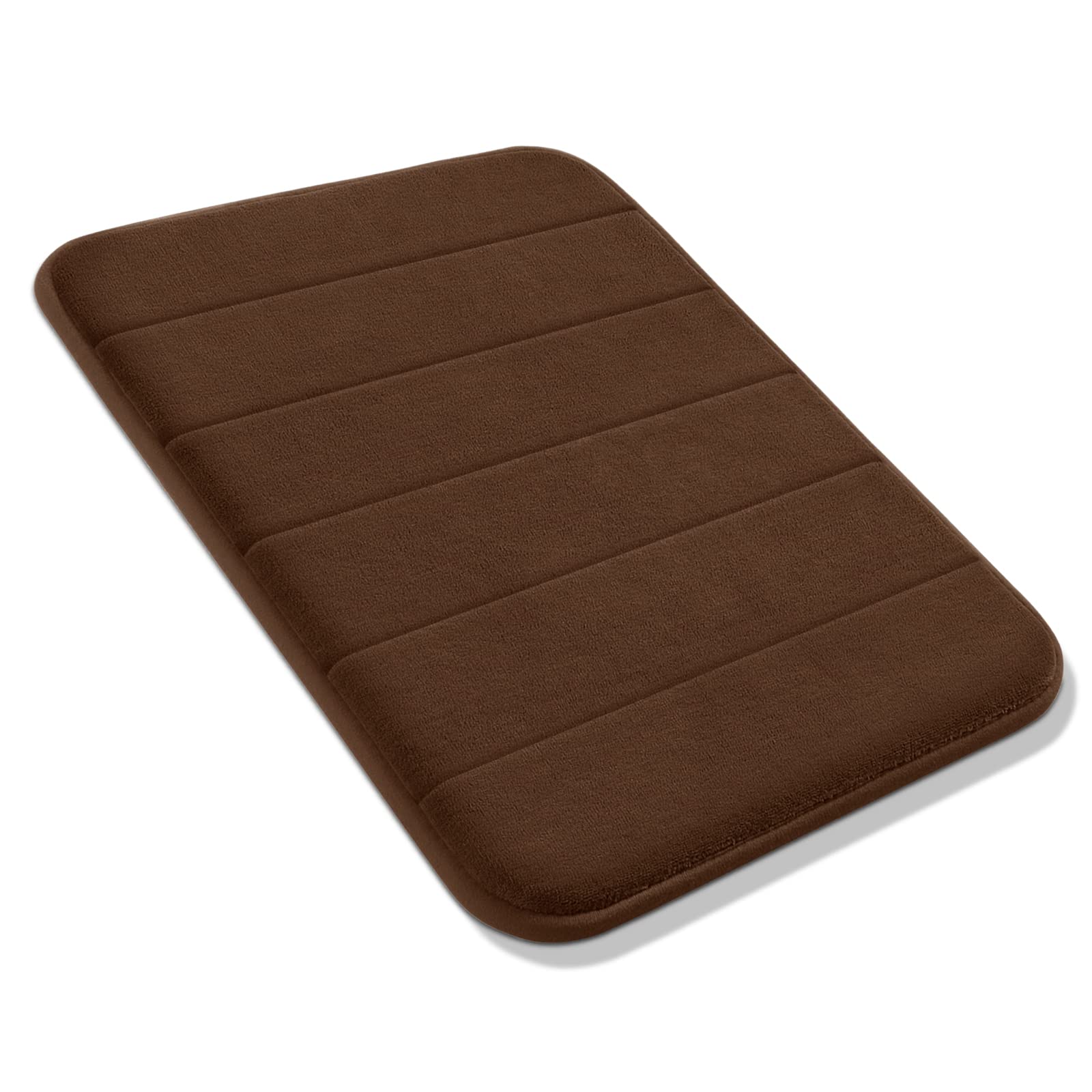 Yimobra Memory Foam Bath Mat - 24x17 Inch Non-Slip Super Absorbent Quick Dry Bathroom Rug - Soft Thick Machine Washable Shower Mat for Tub & Floor - Perfect for Bathrooms, Showers & Spa Areas (Brown)