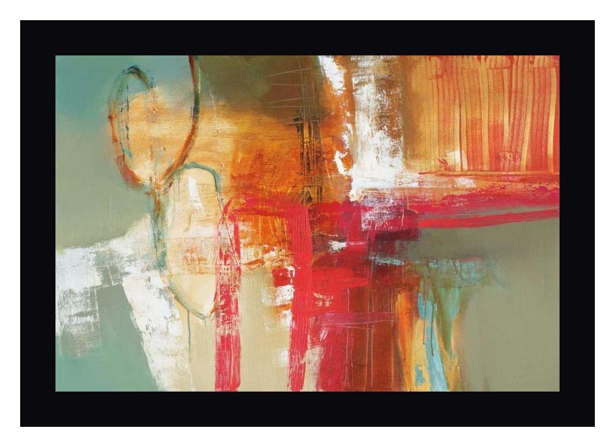 Natasha Barnes 'Building a Mystery' 17x24 Inch Framed Canvas Art Print with Black Frame - Ready to Hang Wall Decor for Living Room, Bedroom or Office