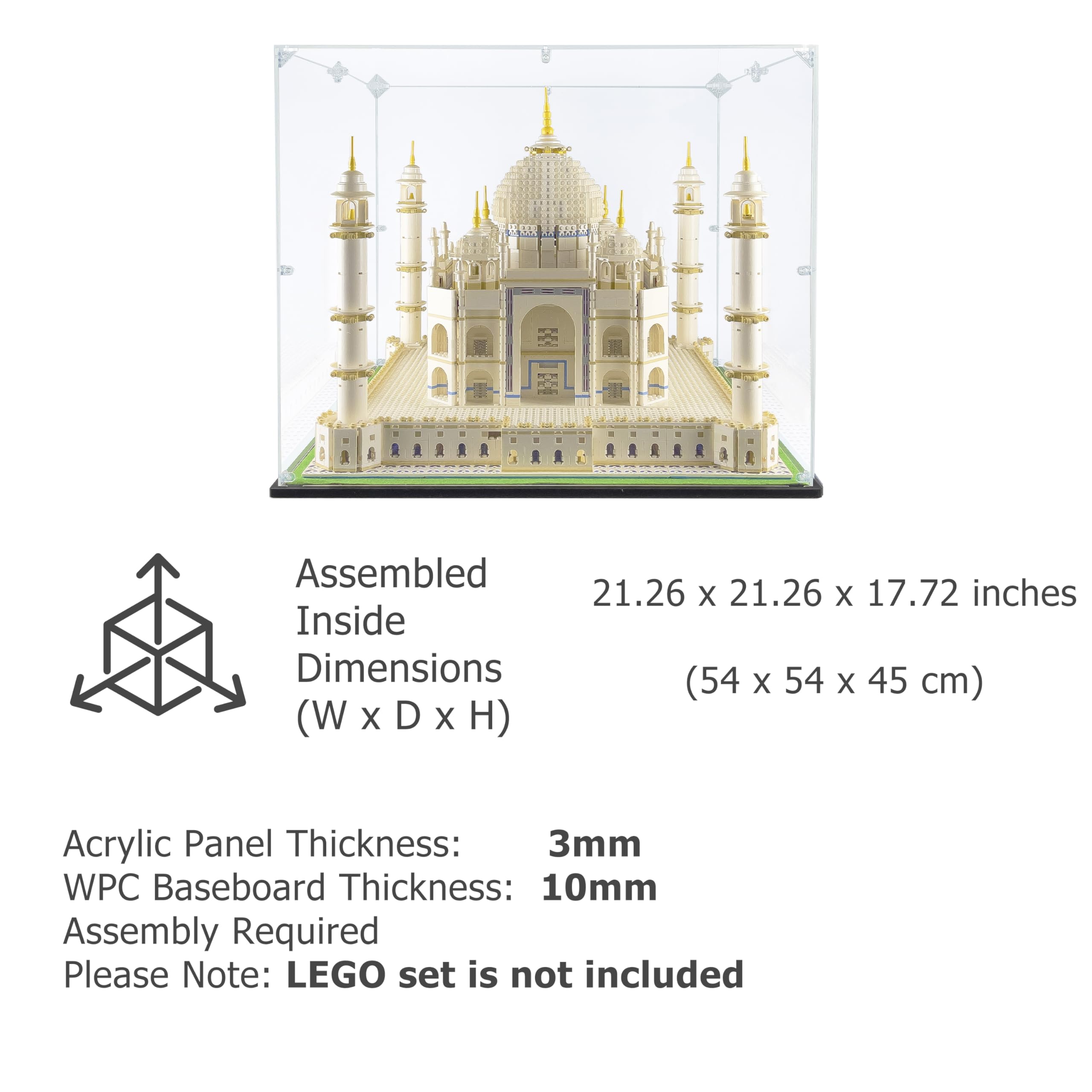 Acrylic Display Case for Lego Taj Mahal #10256 - Dustproof Showcase for Lego Collections (Case Only, Lego Not Included) | Perfect for Home Decor, Office Display & Gift Giving