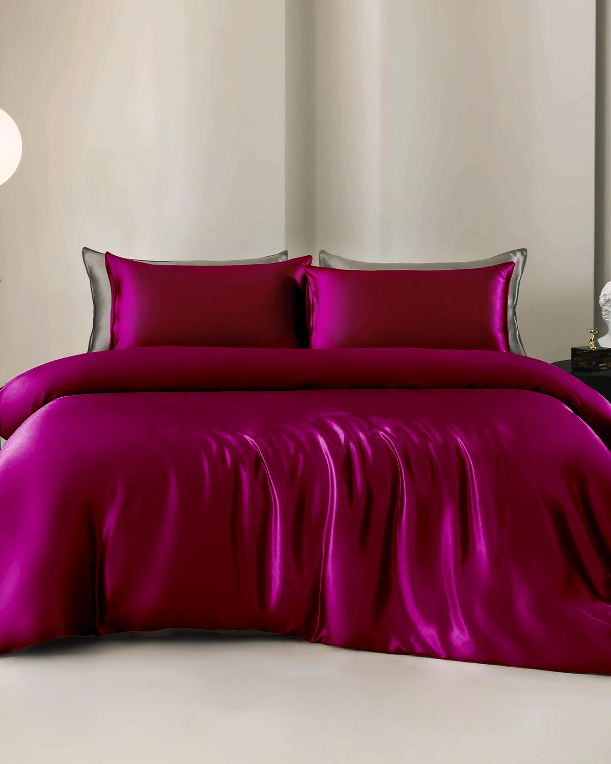 Luxury 19 Momme 4-Piece Silk Duvet Cover Set with Flat Sheet - 100% Mulberry Silk Bedding for Ultimate Comfort & Temperature Regulation | Perfect for Master Bedroom, Guest Room & Hotel Luxury Linens
