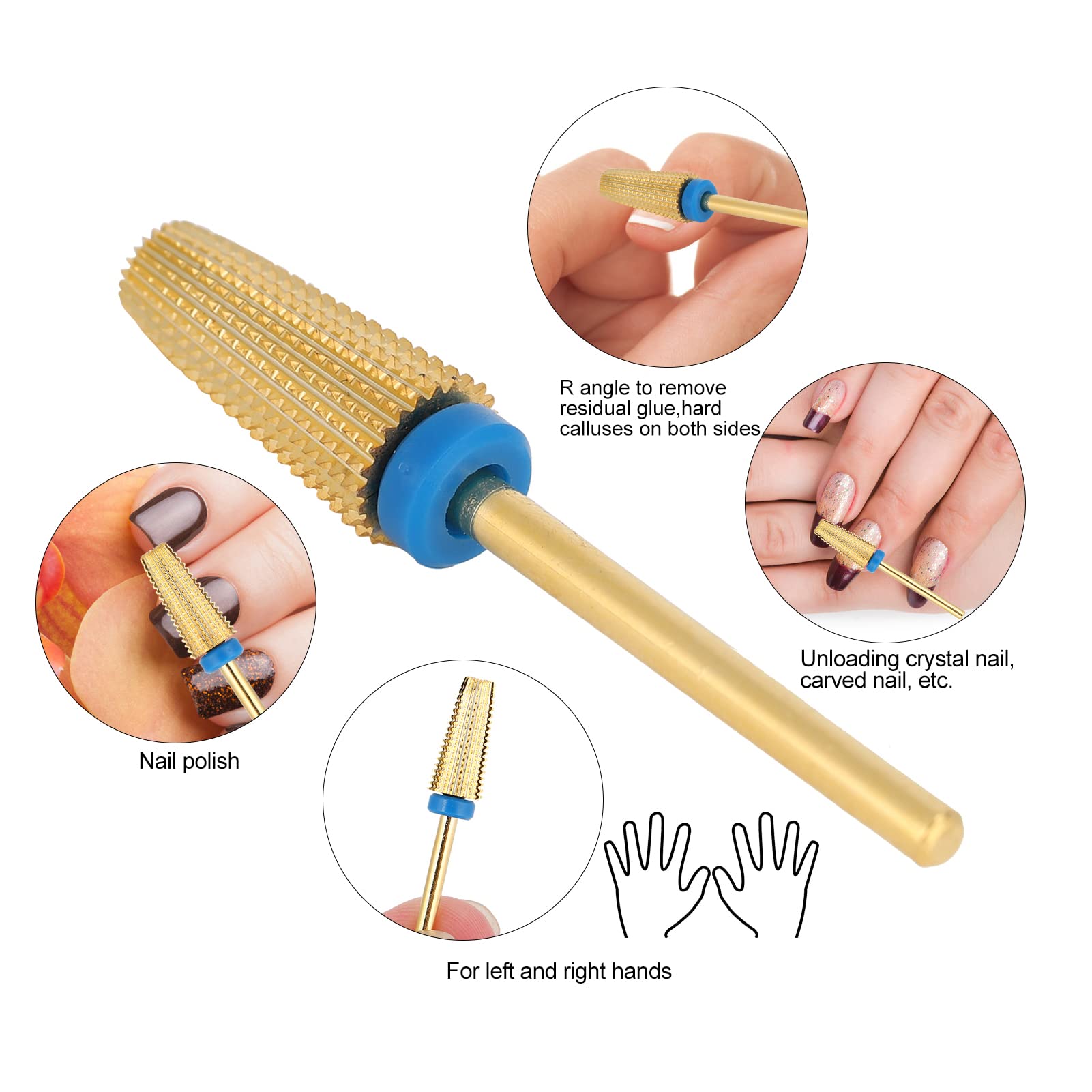 EXCLUZO Professional Tungsten Steel Nail Drill Bits Set - Easy to Clean, Rotating Manicure & Pedicure Kit for Home Salon & Beginners (Gold) | Perfect for Nail Art, Acrylics, Gel Polish Removal & At-Home Nail Care