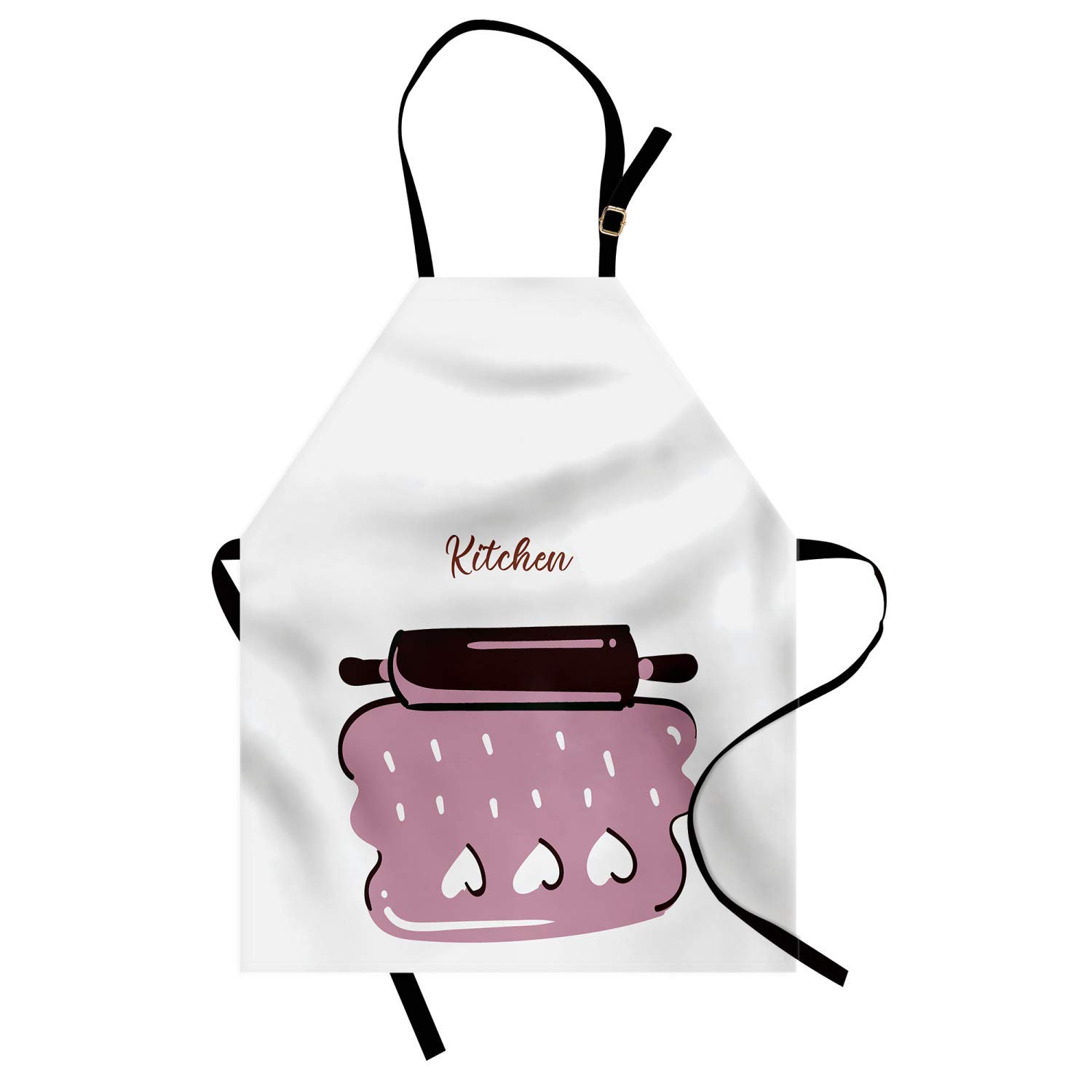Ambesonne Personalized Chef Apron - Cartoon Baking & Cooking Design with Colorful Rolling Pin Dough Motif - Adjustable Neck Unisex Kitchen Bib for Adults - Pale Lilac - Perfect for Home Cooking, Baking Parties & Culinary Gifts