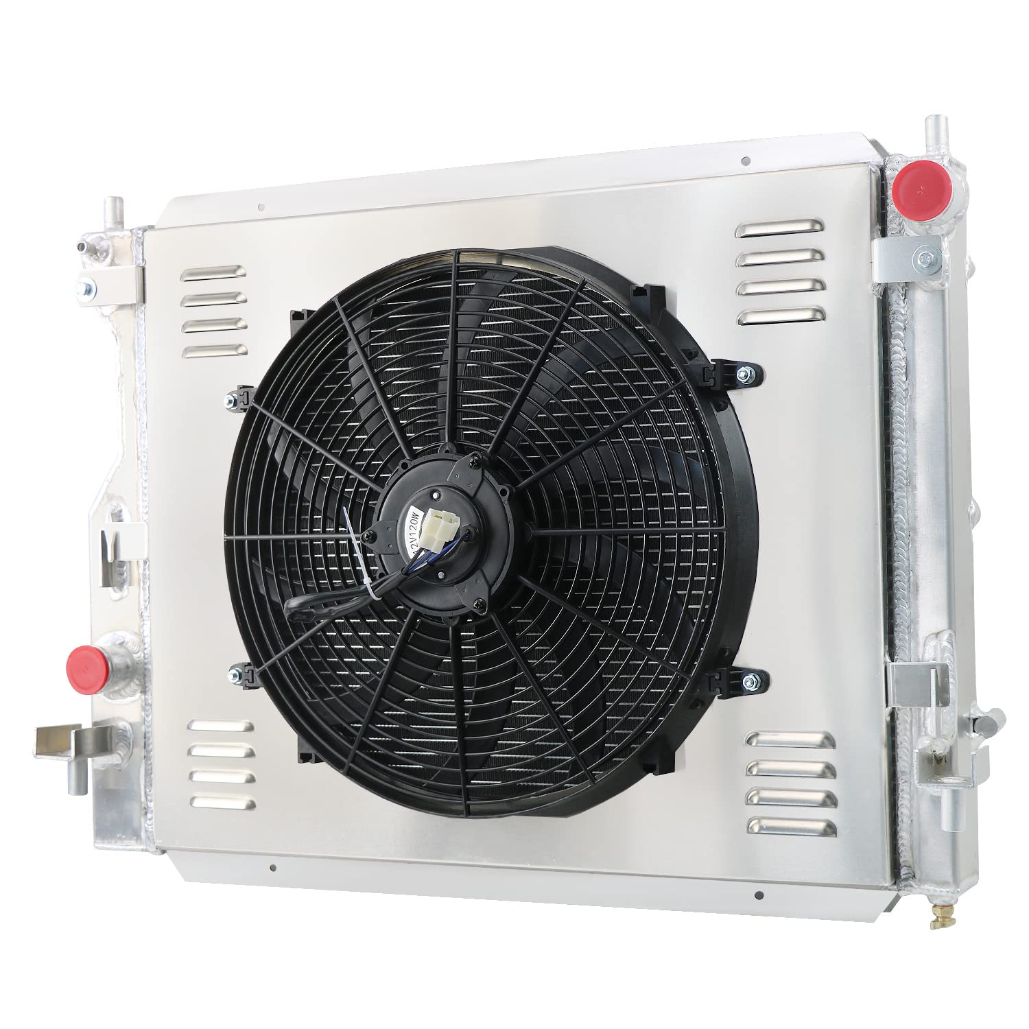 High Performance Aluminum Radiator for 2005-2014 Ford Mustang 3.7L 4.0L 4.6L 5.0L V6 V8 - 3 Row Cooling System with Fan Shroud & Relay Kit - Perfect for Racing, Off-Road & Daily Driving