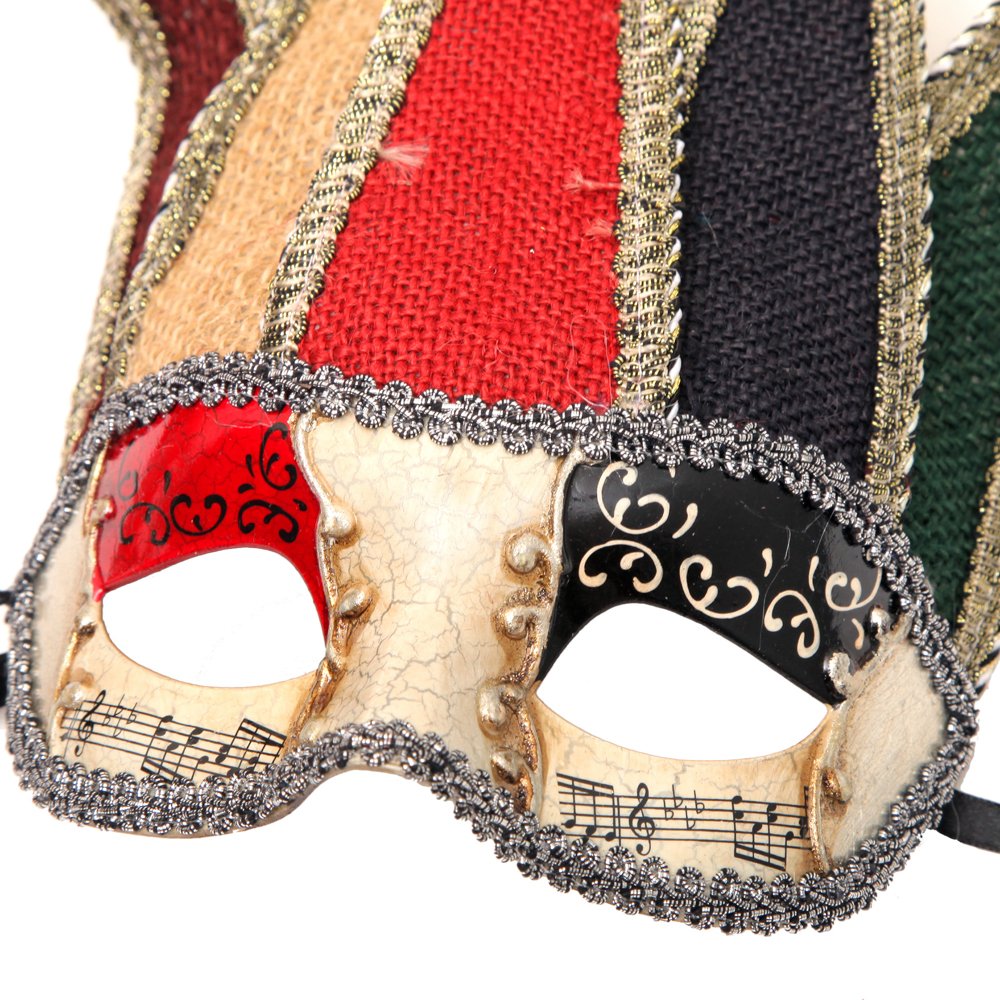 Elegant Red and Gold Venetian Jester Masquerade Mask - Perfect for Costume Parties, Halloween, and Mardi Gras Celebrations
