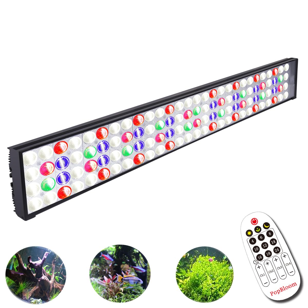 PopBloom Shannon75 Full Spectrum LED Aquarium Light for Freshwater Planted Tanks - 30-40 Inch Fish Tank Lighting with Remote Control | Ideal for Aquatic Plants, Coral Growth & Aquascaping