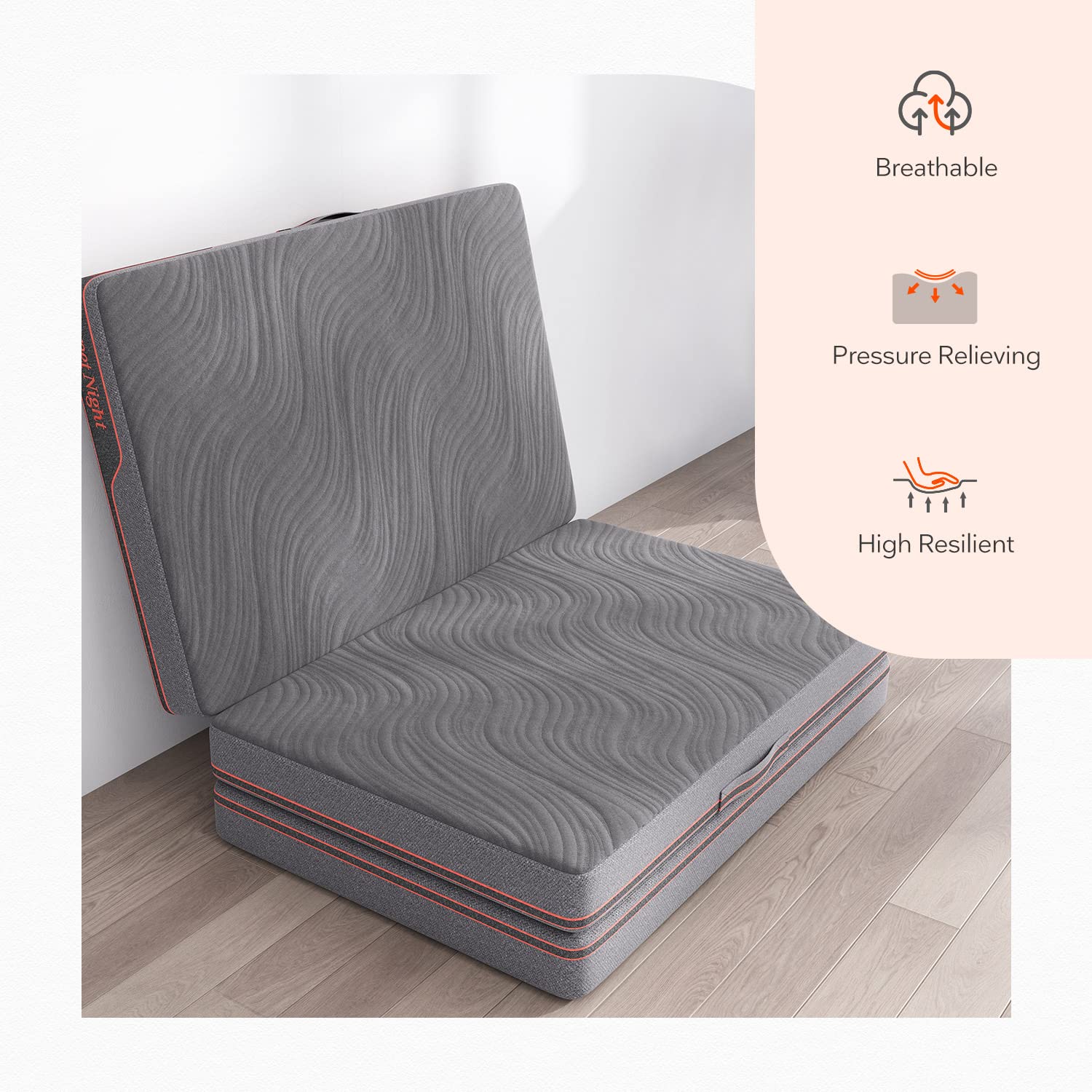 Sweetnight 4-Inch Twin XL Folding Mattress with Carry Bag - Breathable Mesh Sides, Portable & Compact for Travel, Camping, Guest Bed - Easy Storage & Space Saving Grey Mattress for Home, Dorm, RV & Outdoor Adventures