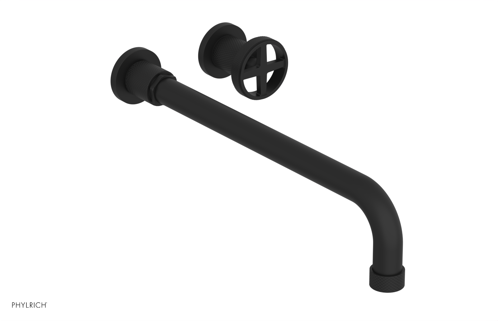 DUSTRIE Single Handle Wall-Mounted Lavatory Faucet Set with 14-Inch Spout & Knurled Design (Model 371-15-14) - Perfect for Bathroom Sink, Powder Room, or Guest Bath Installation