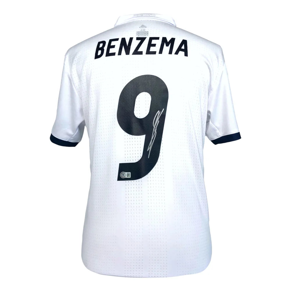 Authentic Karim Benzema Autographed Real Madrid Jersey with BAS COA - Signed Soccer Memorabilia for Collectors & Fans - Perfect for Display, Gifting & Sports Memorabilia Collections