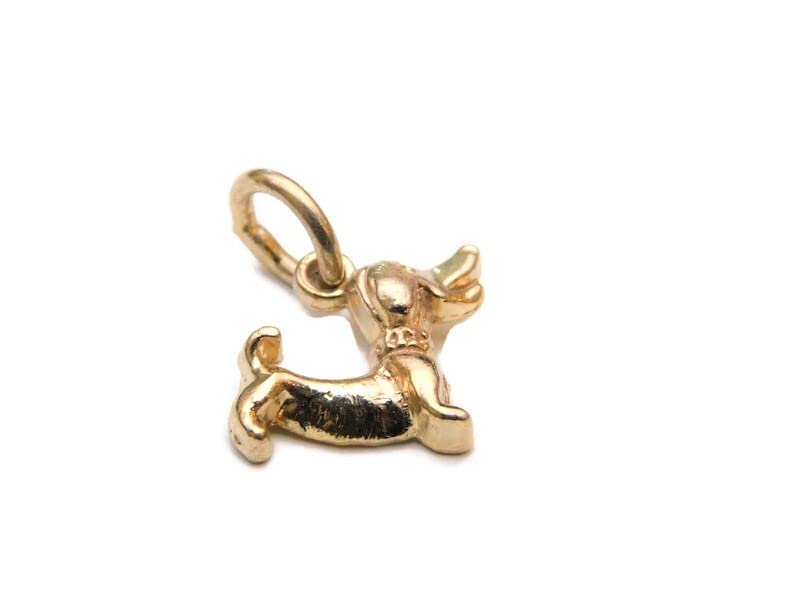 14k Yellow Gold Dachshund Dog Charm Pendant - Perfect for Necklaces, Bracelets & Pet Lover Gifts