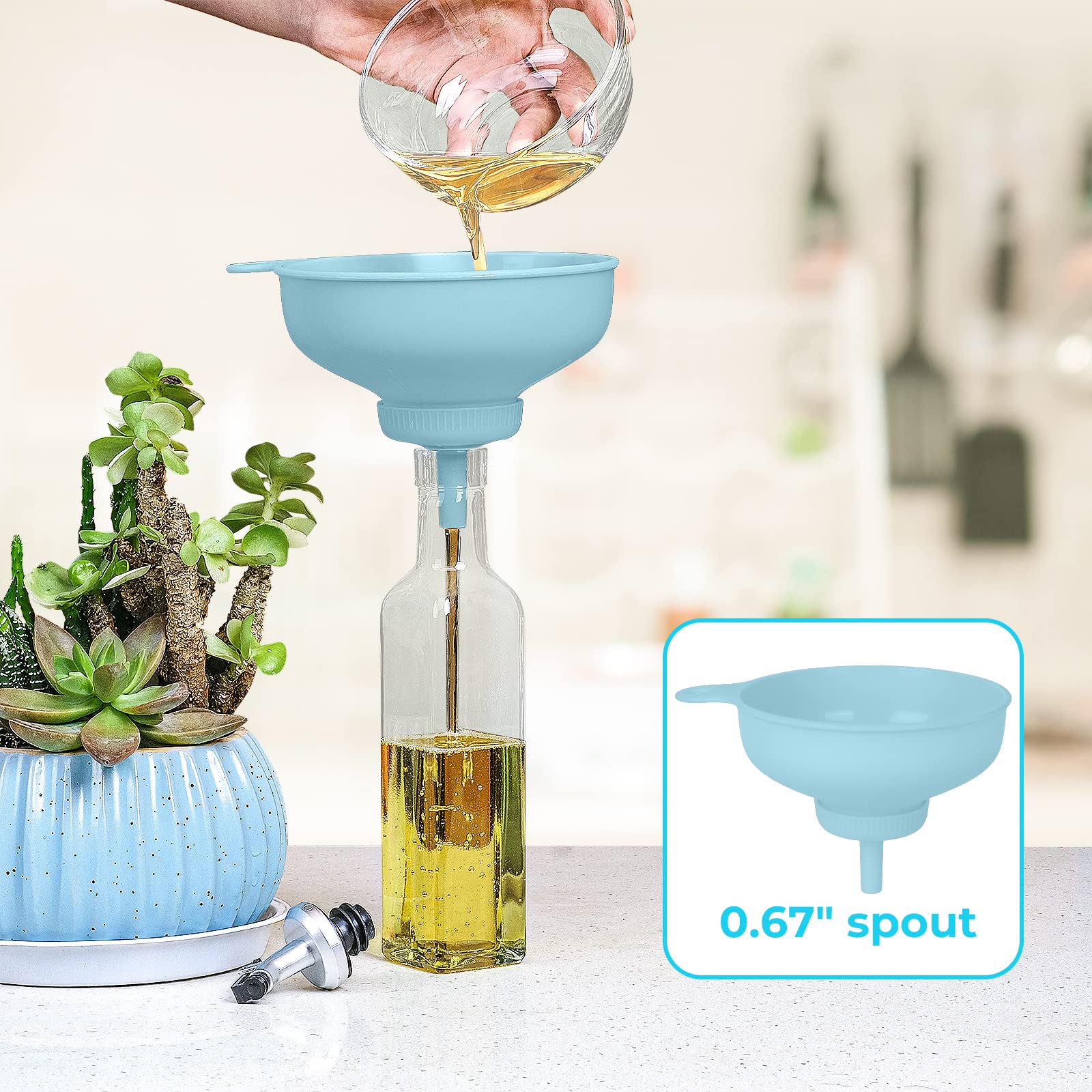 Premium Wide Mouth Kitchen Funnel Set - 4 Size Food Grade Plastic Funnels for Canning, Cooking & Filling Mason Jars - Ideal for Oils, Sauces, Spices, Shampoo & DIY Projects (Great for Home Kitchen, Baking & Preserving)