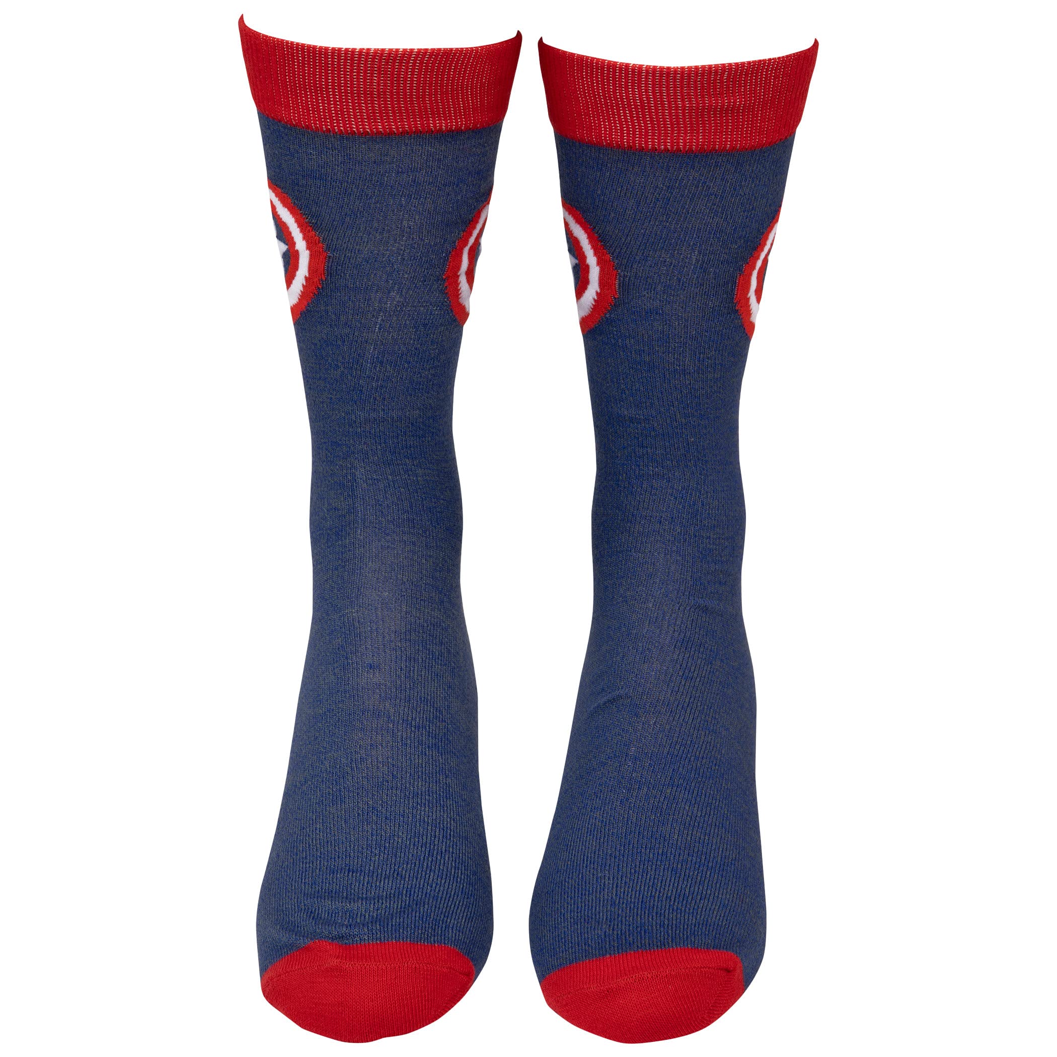 Captain America Classic Shield Symbol Crew Socks - Marvel Avengers Superhero Cotton Socks for Men & Women - Perfect for Cosplay, Gifts, and Everyday Wear