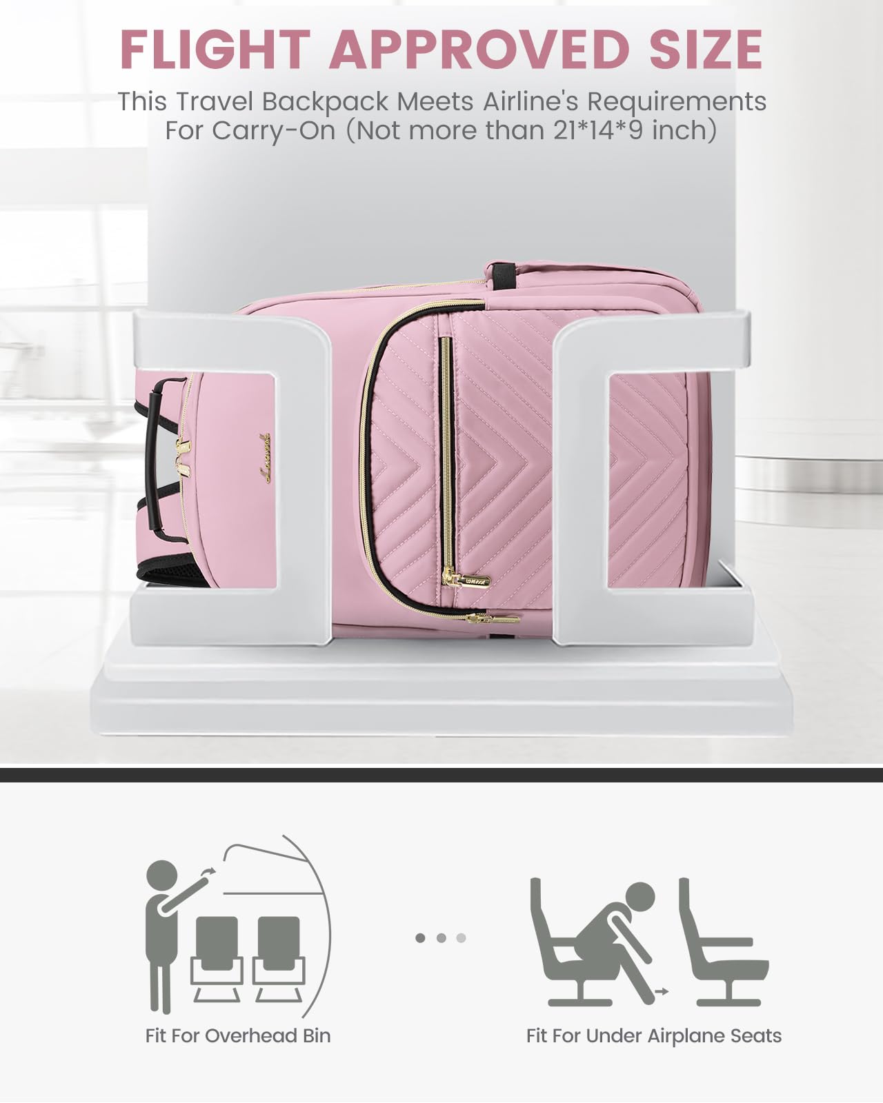 LOVEVOOK Light Pink Laptop Backpack for Women - Stylish 17-inch Travel Computer Bag, College School Backpack for Girls & Teens, Durable Outdoor Carry On Backpack Purse for Work, Study, and Daily Commute