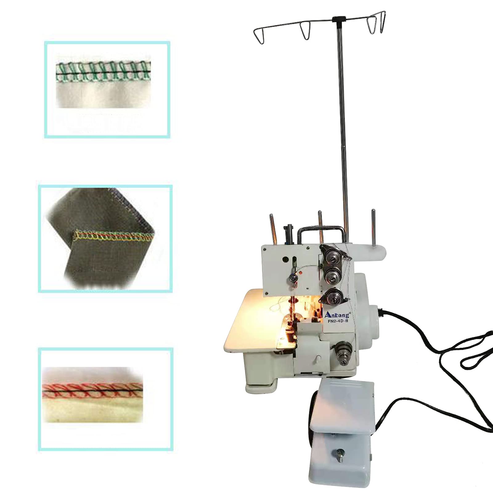 4-Thread Serger Overlock Sewing Machine - 1200 Stitches/Min Portable Seaming Machine with Foot Controller for Undershirts & Cotton Sweaters | Perfect for Home Tailoring, DIY Projects & Professional Garment Making