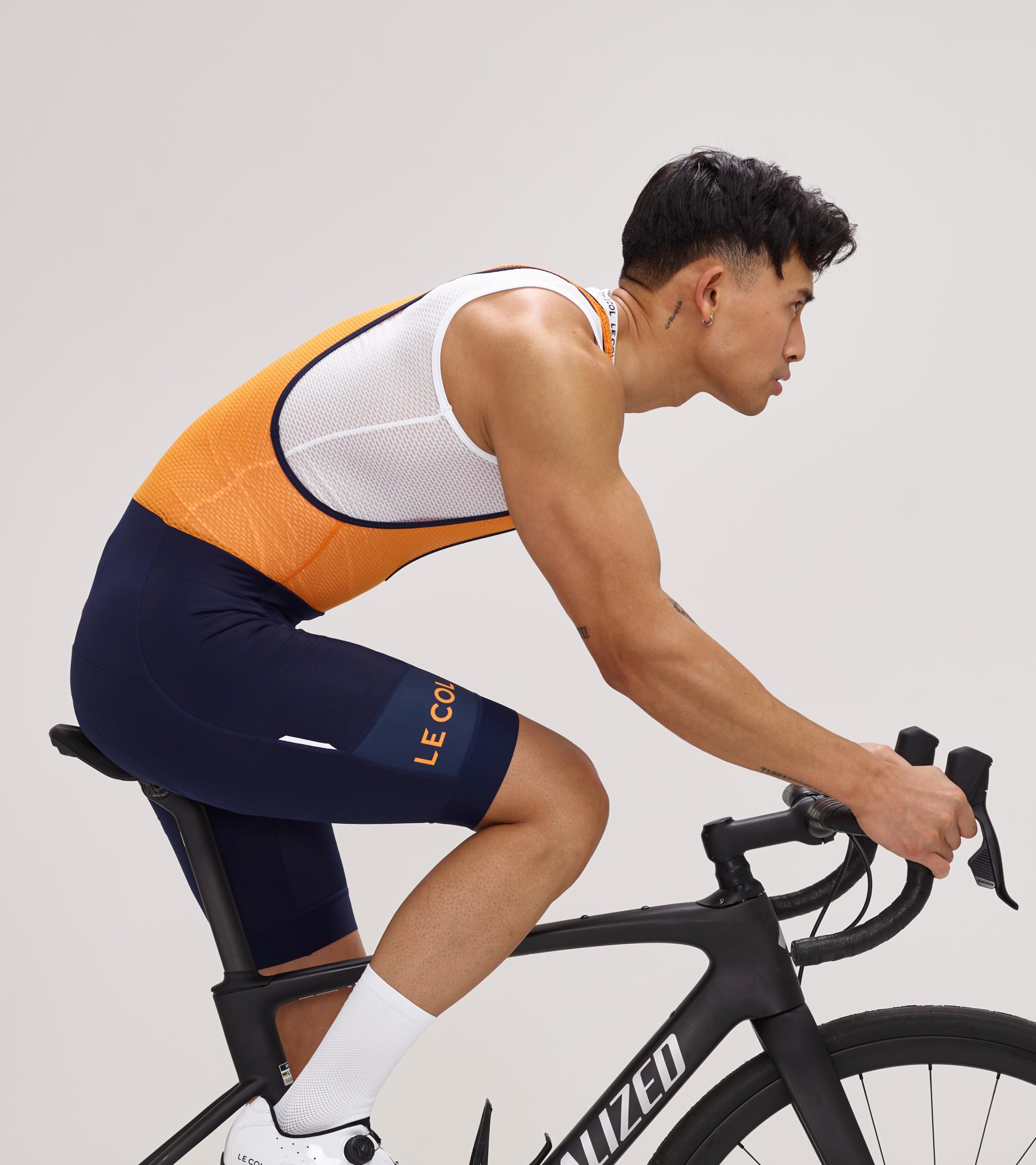 Men's Sport Bib Shorts II - Padded Chamois Cycling Shorts with Gel Inserts for Comfort & Performance | Navy/Saffron | X-Large | Perfect for Road Biking, Spinning & Long Distance Cycling
