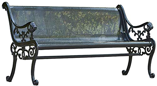**Heavy Duty Cast Iron Park Bench - Outdoor Garden Patio Bench with Backrest & Armrests, Weather-Resistant Metal Bench for Backyard, Terrace, or Public Spaces (Black) - Perfect for Relaxing, Picnics & Garden Decor**