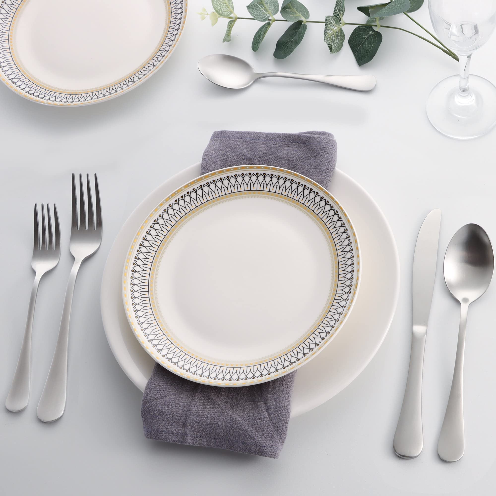 40-Piece Silverware Set for 8 - Stainless Steel Flatware Cutlery Set with Knife, Fork & Spoon - Elegant Satin Finish Dining Utensils for Home, Restaurant & Party - Dishwasher Safe & Durable - Perfect for Everyday Use, Dinner Parties & Fine Dining