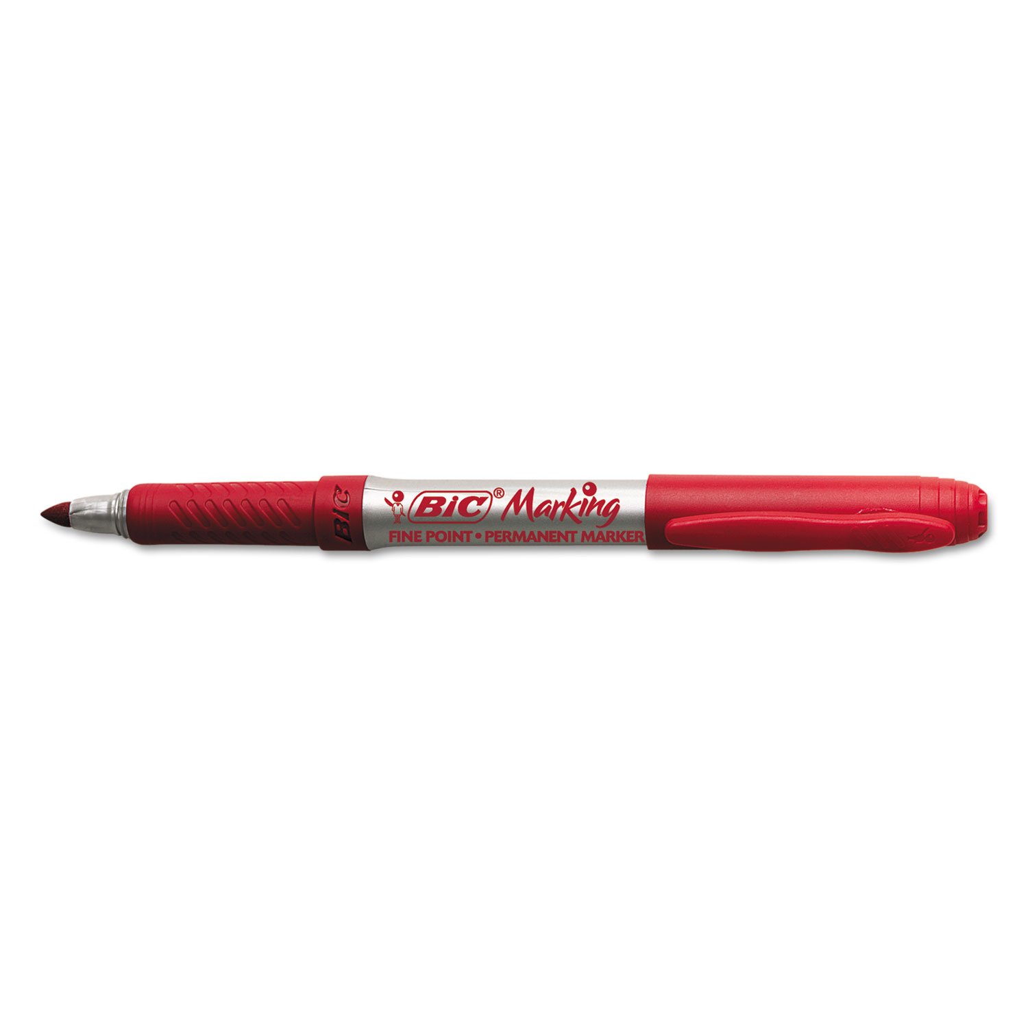 Bic GPM11RD Fine Tip Permanent Marker - Rambunctious Red (Pack of 12) - Ideal for Office, School, and Home Use