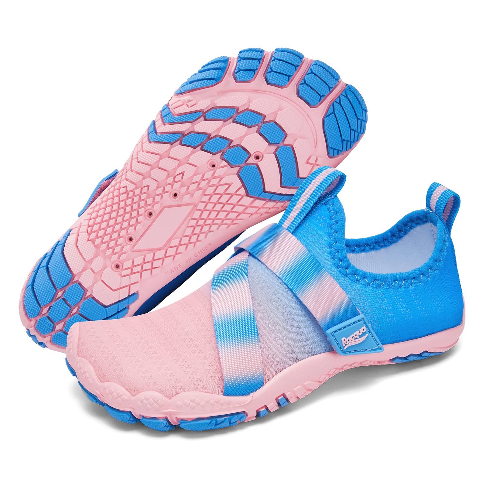 Racqua Kids Quick-Dry Water Shoes for Boys & Girls - Lightweight Webbing Aqua Shoes for Beach, Pool & Outdoor Activities (Toddler & Youth Sizes)