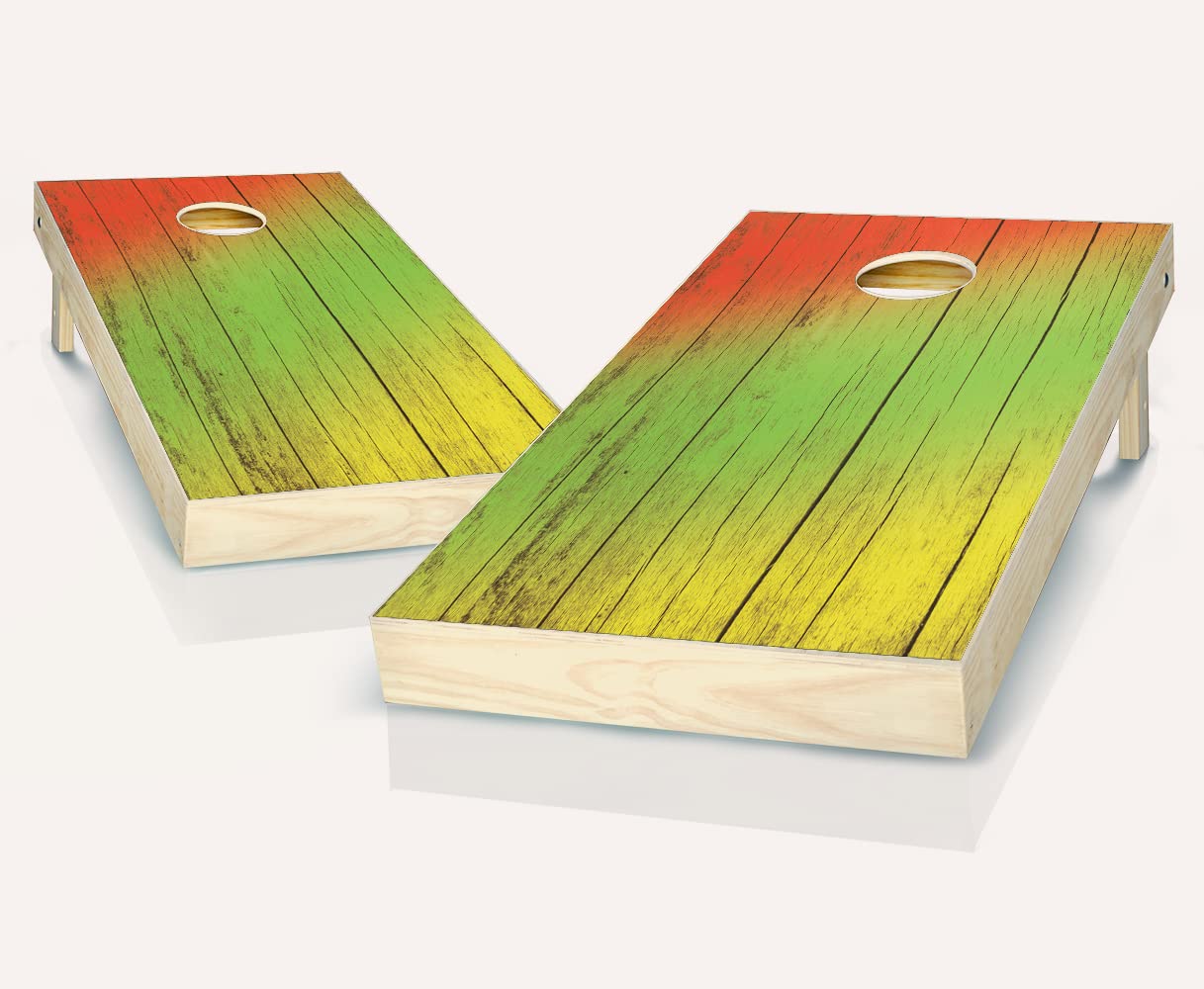 Skip's Garage Rasta Grain Cornhole Boards Set - 2 Premium Boards & 8 Bean Bags with Accessories - Perfect for Backyard Parties, Tailgating, and Outdoor Games