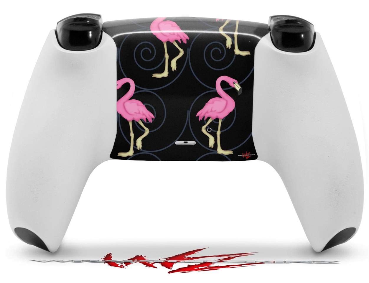 PS5 DualSense Controller Skin Wrap - Flamingos on Black for Gaming Protection