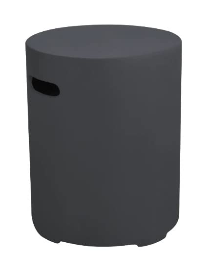AMS Fireplace | Elementi 20lb Propane Tank Cover (Dark Grey) - Handcrafted Fiberglass Reinforced Concrete, Round Design 15.7x15.7x20 inches | Outdoor Patio Decor, Fire Pit Accessory, End Table Alternative for Backyard & Garden