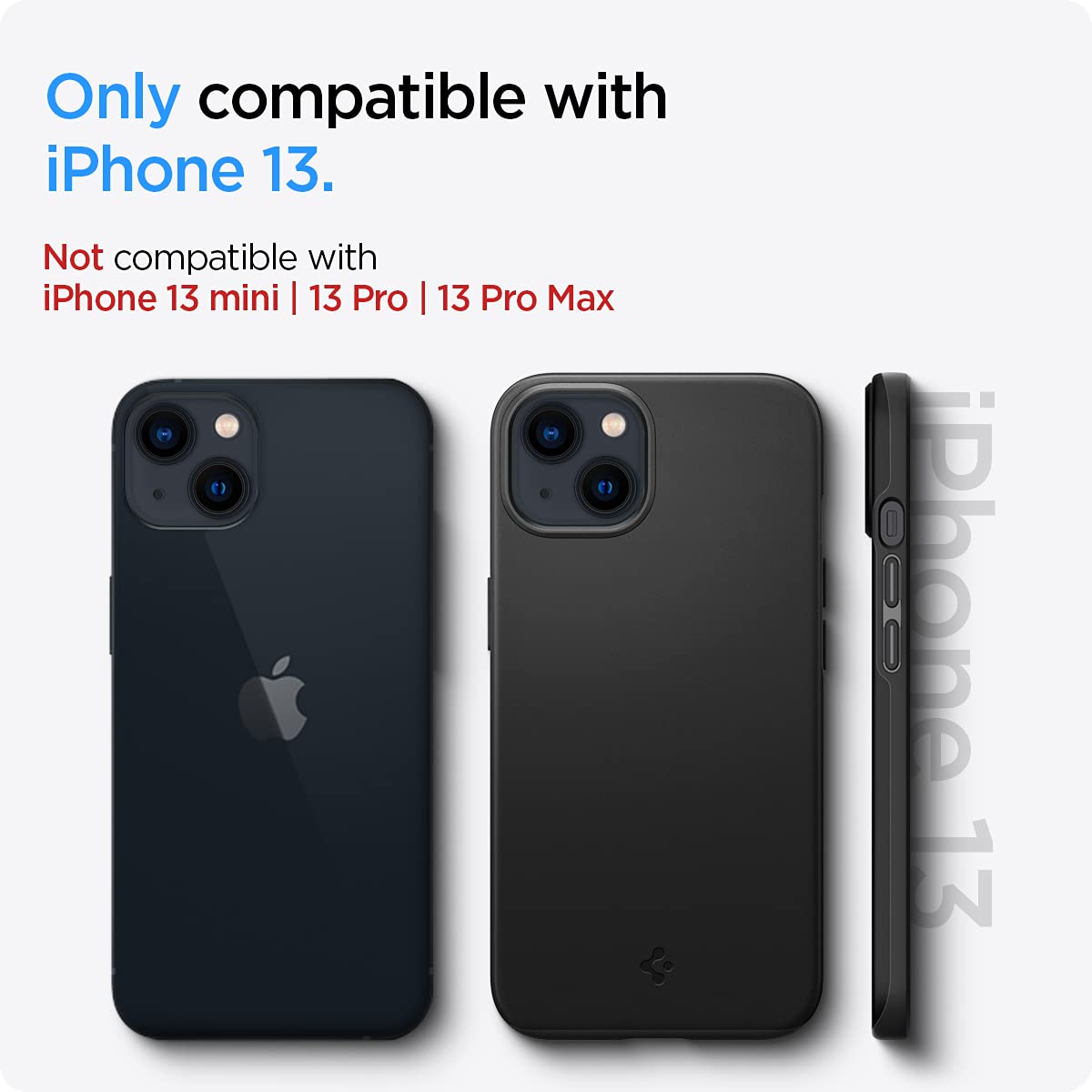 Spigen Thin Fit iPhone 13 Case (2021) - Slim Protective Cover for iPhone 13 - Form-Fitted Design - Matte Black | Perfect for Everyday Use, Work & Travel Protection