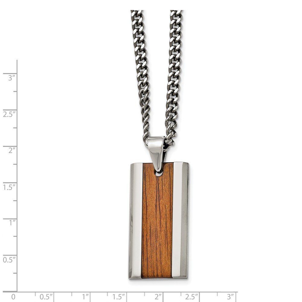 Stainless Steel Polished Red Orange Wood Inlay Enameled Necklace - Elegant Handmade Jewelry for Women, Perfect for Parties, Weddings & Everyday Wear