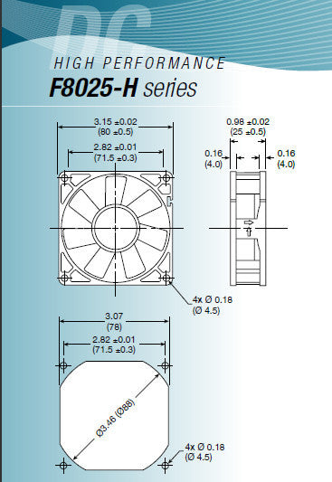 High Speed 80x80x25mm 24V DC Cooling Fan - F8025H24B1 FSR for PC, Electronics & Industrial Equipment Cooling