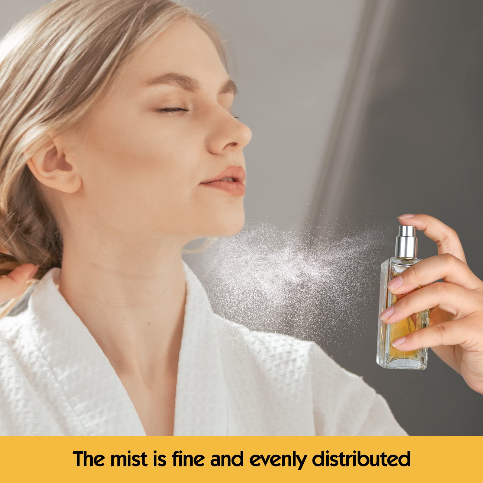 Ysimple 2 Pack 100ml Perfume Atomizer - Portable Refillable Glass Perfume Spray Bottles with Fine Mist, Travel-Size Empty Cosmetic Atomizer for Women & Men (Silver) - Perfect for Travel, Gym, Office & Daily Use