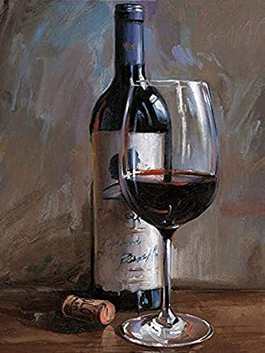 DIY Paint by Numbers Wine Glass Kit for Adults & Kids - 16x20 Inch Acrylic Canvas Painting with Brushes & Paints - Fun Arts & Crafts for Home Decor, Gifts & Relaxation (Red Wine Glass Design)