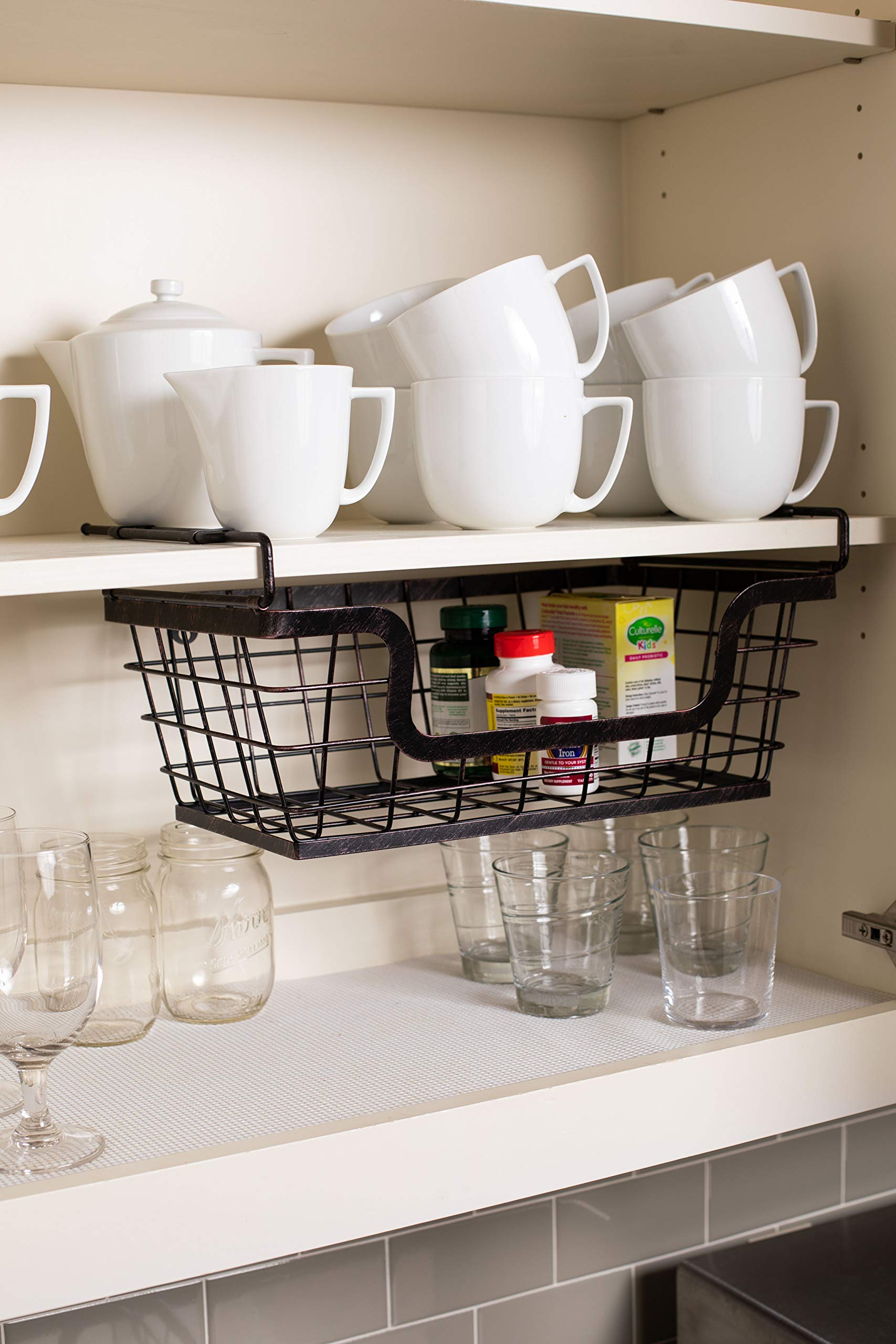 BIRDROCK HOME Set of 2 Stackable Metal Wire Baskets - Wall Mounted Hanging Storage Bins for Kitchen Pantry Organization - Perfect for Storing Potatoes, Onions, Fruits & Vegetables - Space Saving Cabinet & Countertop Storage Solution for Home & Office Use