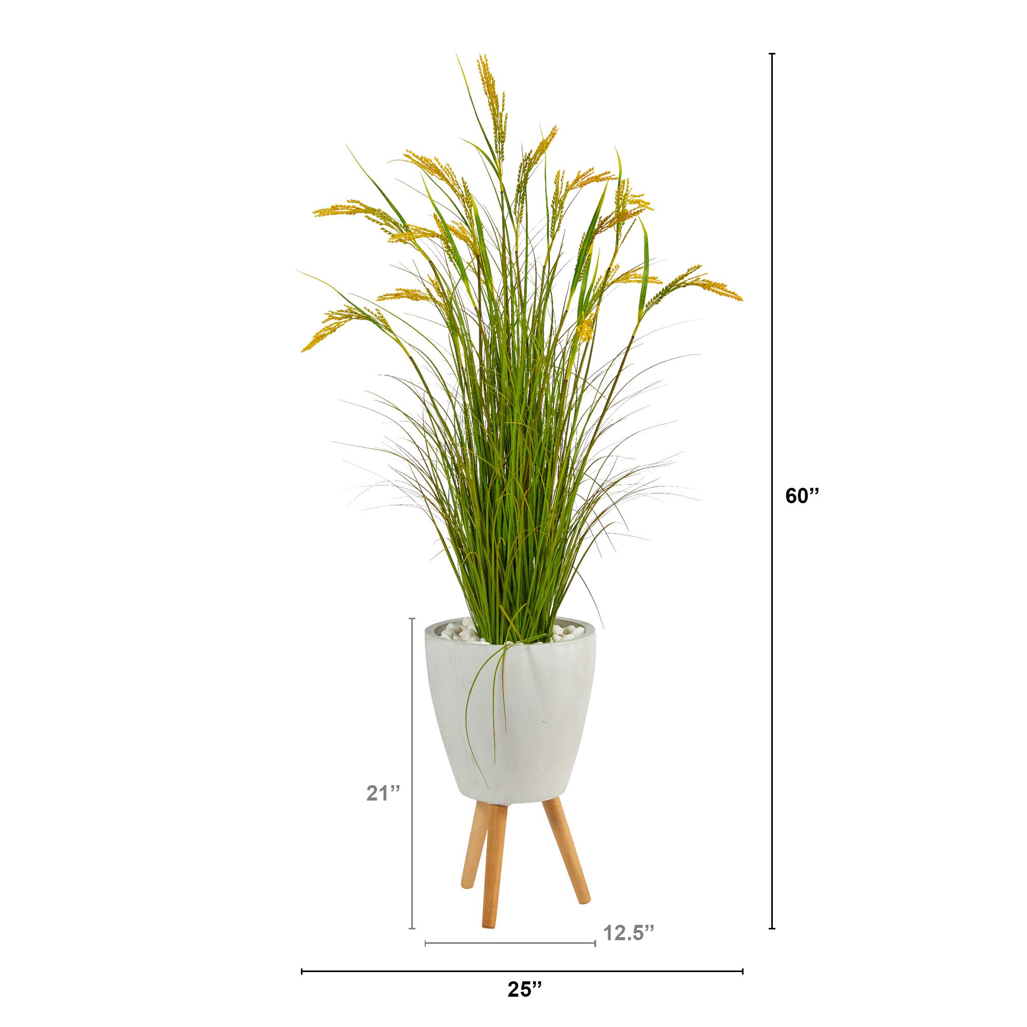 Nearly Natural 5 Inch Wheat Grain Artificial Plant in White Planter with Legs - Perfect for Home, Office, and Farmhouse Decor