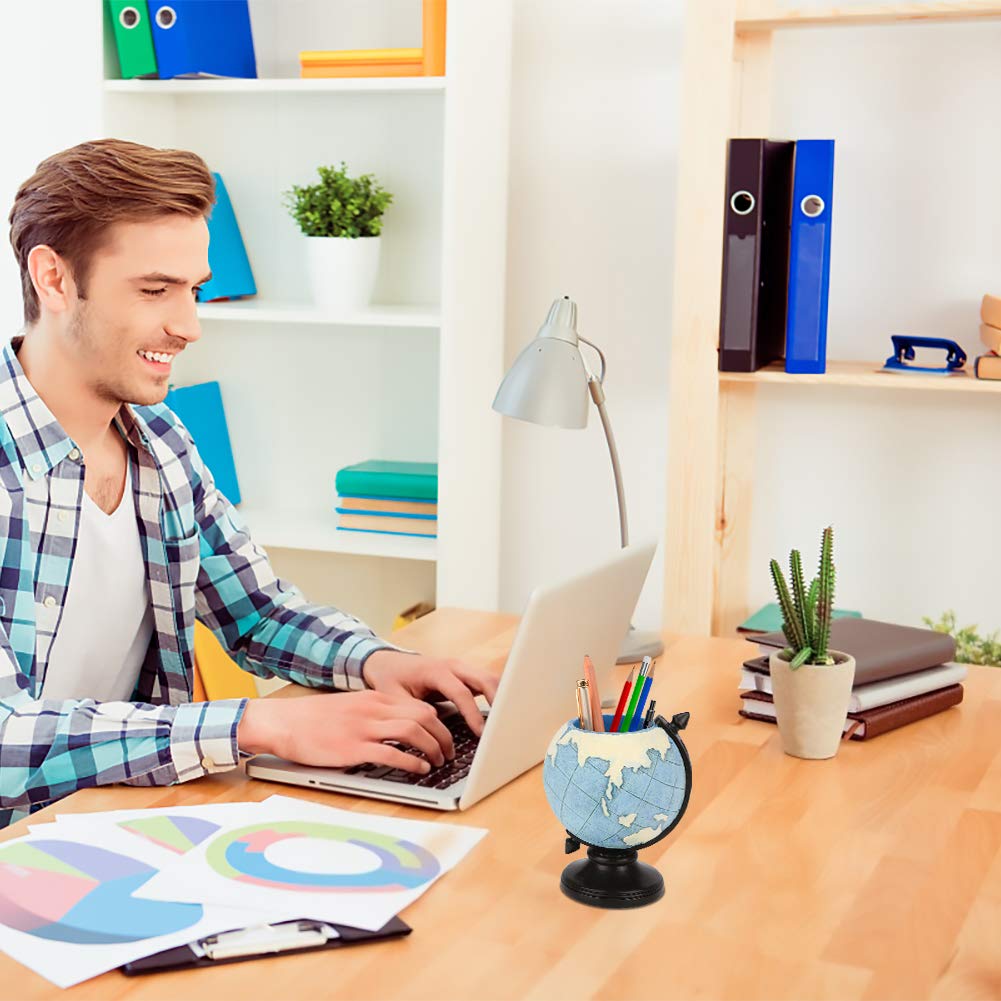 MUAMAX Globe Pen Holder - Stylish Desk Organizer for Pens, Pencils & Office Supplies | Perfect for Home, Office & School Workspaces | Durable Desktop Accessory to Keep Your Workspace Neat