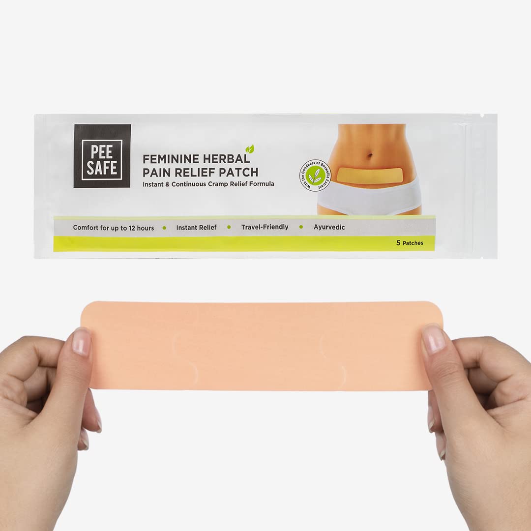 Pee Safe Feminine Herbal Pain Relief Patches (5 Pack) | Natural Period Cramp Relief | Drug-Free & No Side Effects | Long-Lasting 12-Hour Comfort | Discreet & Skin-Friendly Design | Perfect for Work, Travel & Active Lifestyles