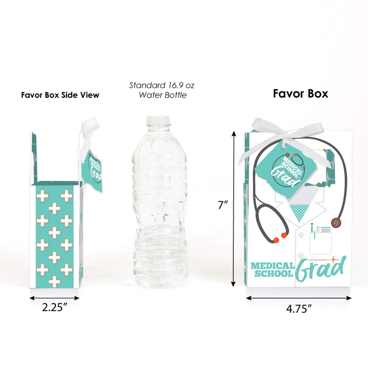 Big Dot of Happiness Medical School Graduation Party Favor Boxes - Set of 12 Doctor-Themed Gift Boxes for Graduation Celebrations, White Coat Ceremonies & Residency Parties