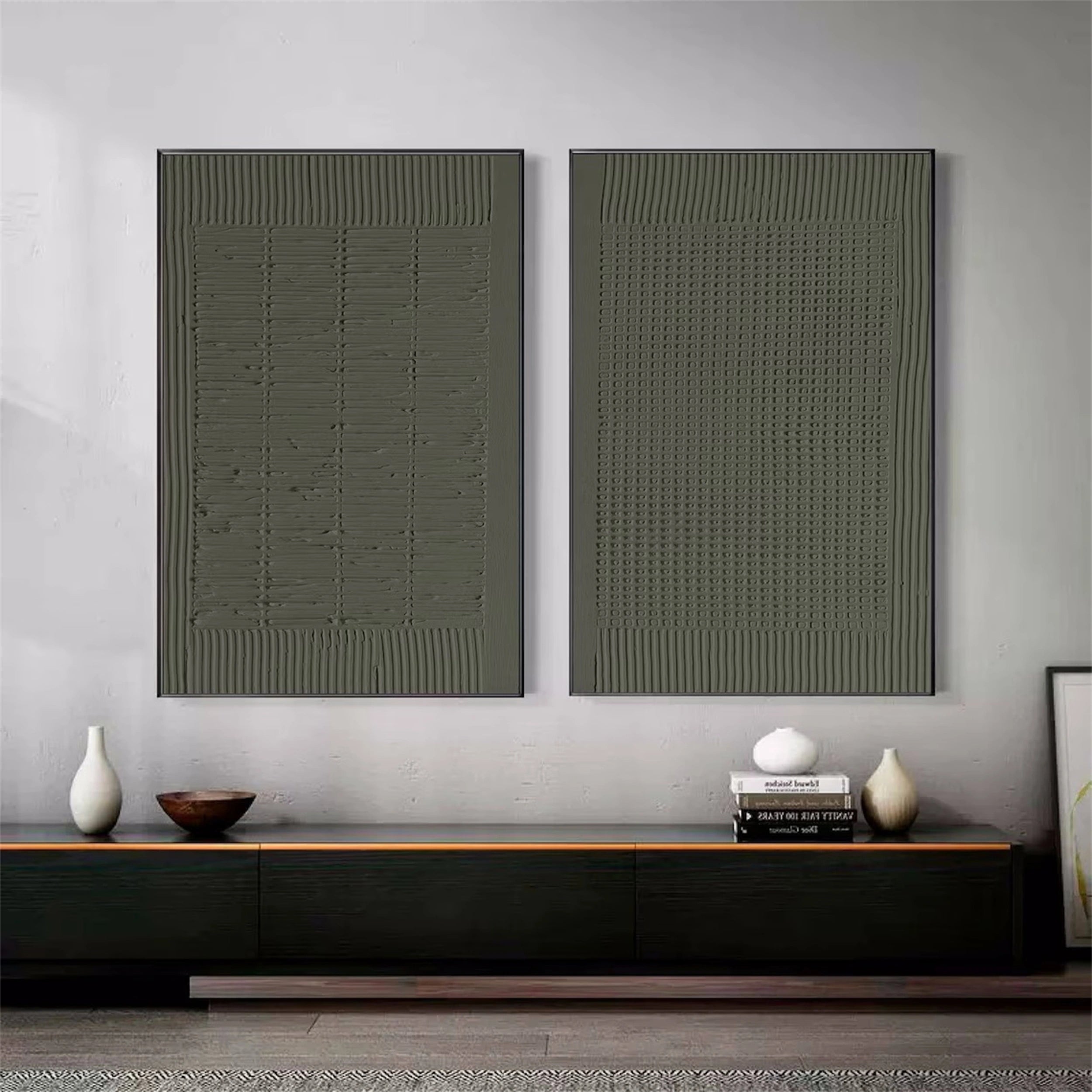 Abstract Tranquility Wall Art Set of 2 - Modern Minimalist Canvas Paintings for Living Room, Bedroom & Office Decor #WS117