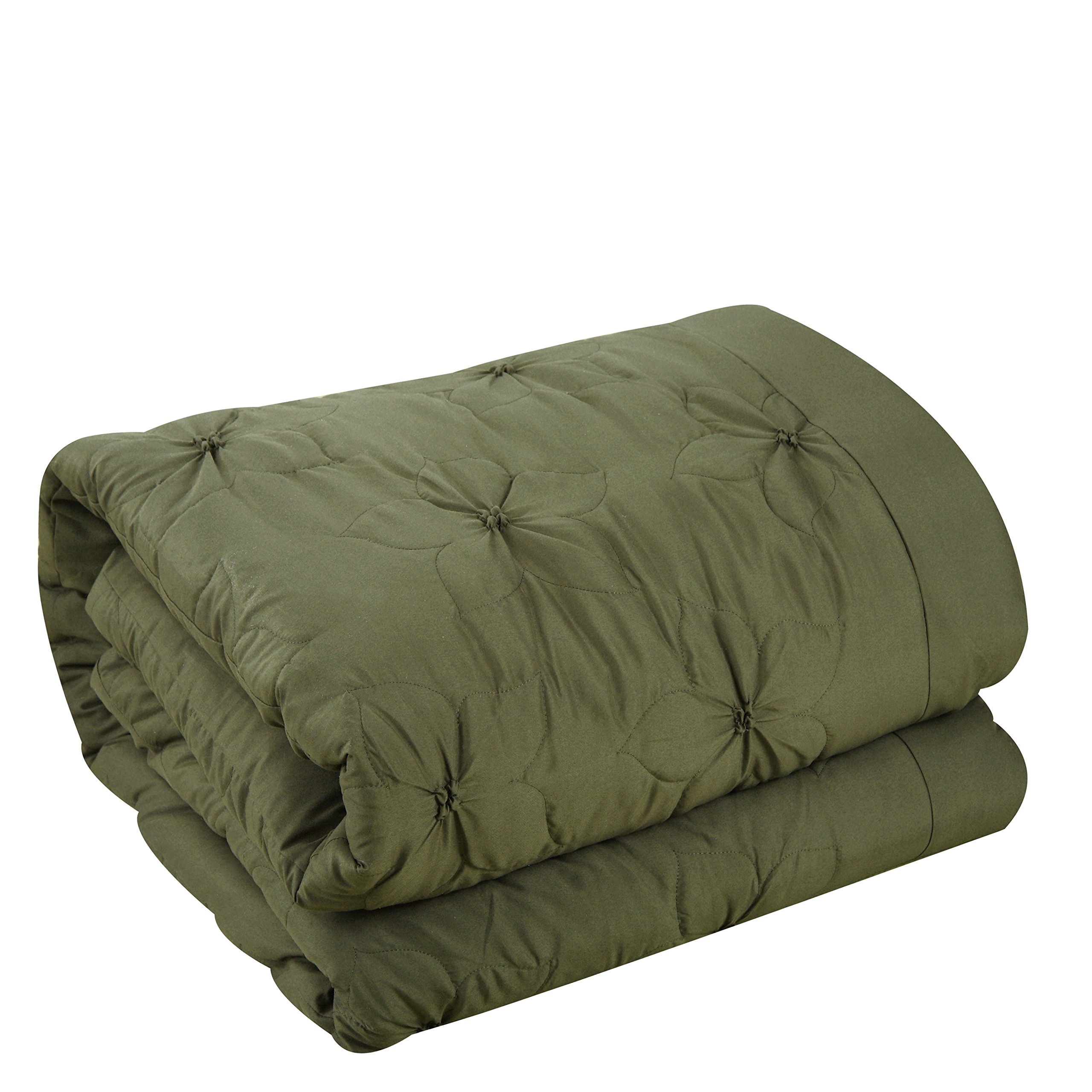Arabella Floral Quilted Applique Comforter Set Queen Size - Elegant Coffee Brown Bedding for Master Bedroom & Guest Room
